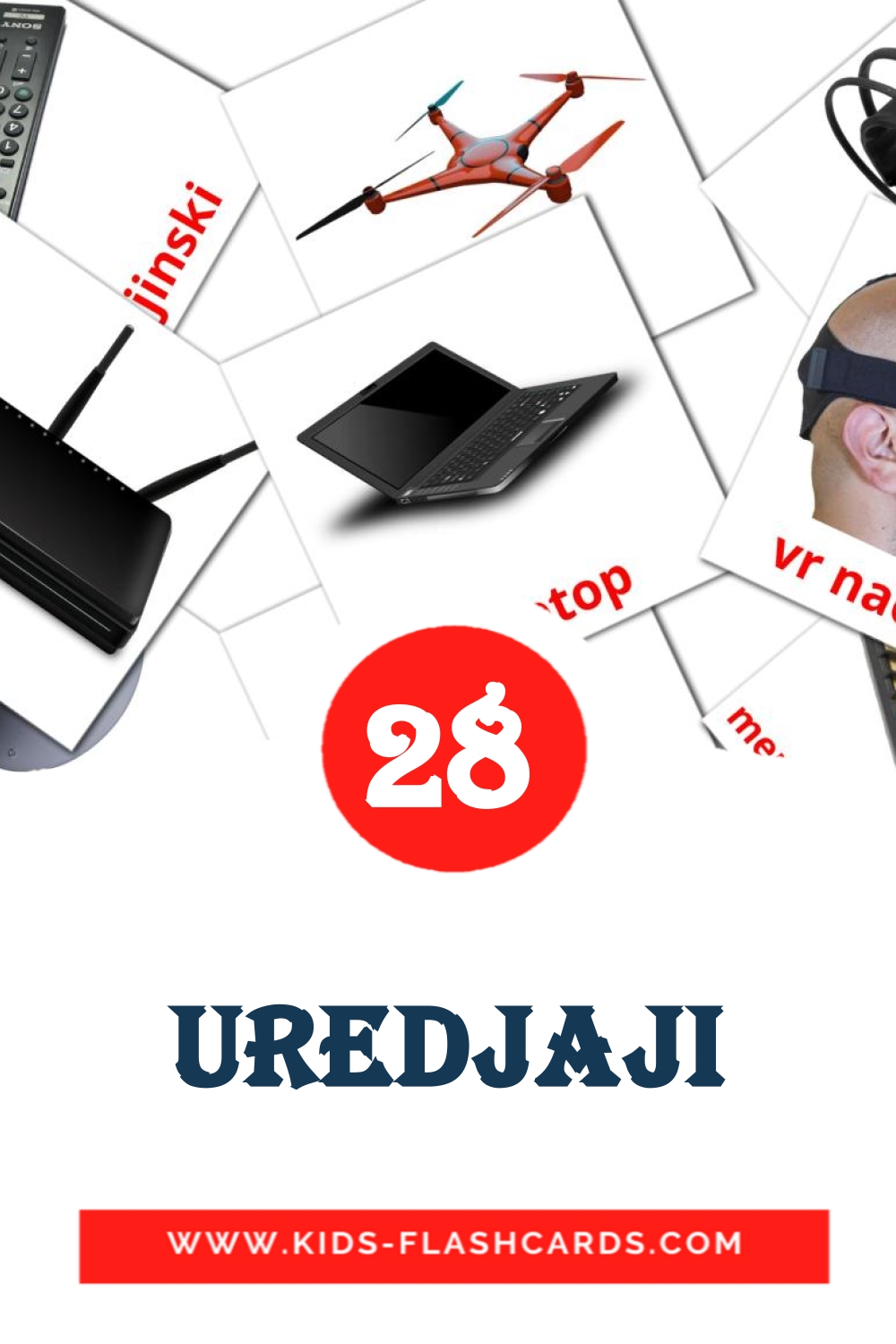 28 carte illustrate di Uredjaji per la scuola materna in serbo