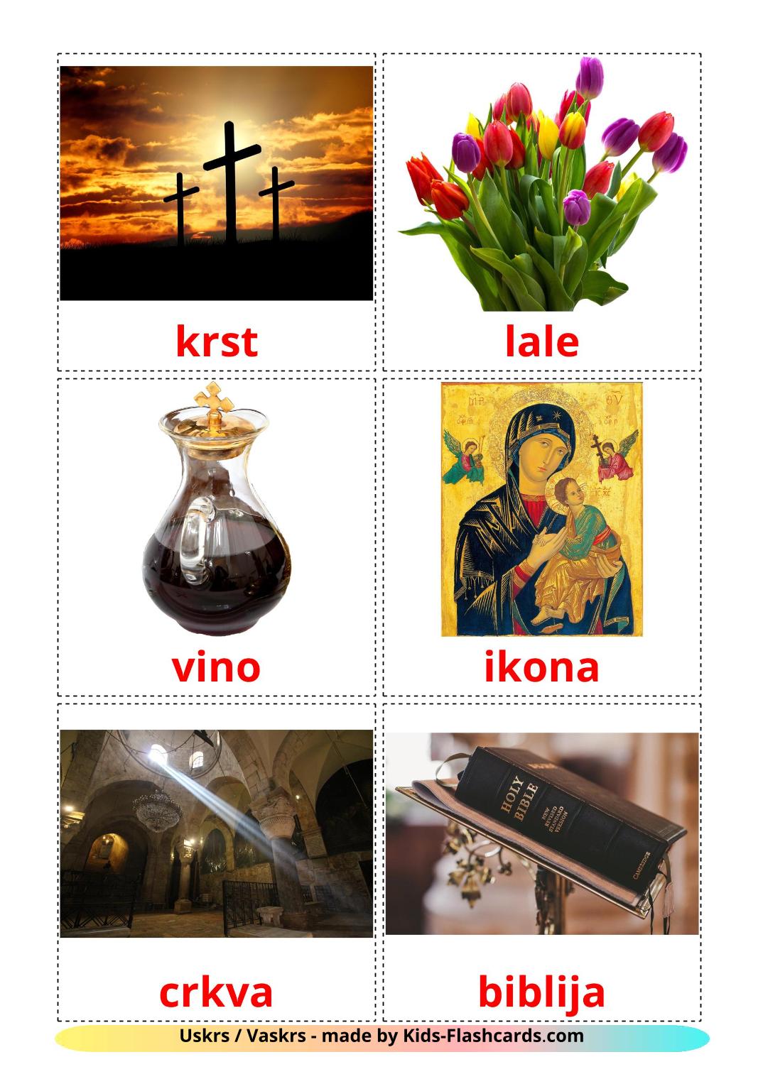 Easter - 31 Free Printable serbian Flashcards 