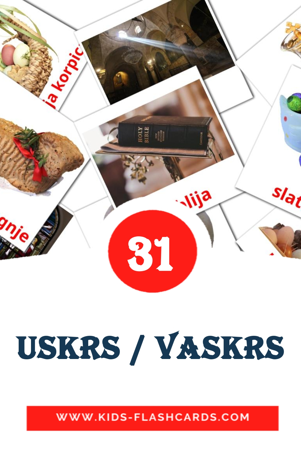 31 carte illustrate di Uskrs / Vaskrs per la scuola materna in serbo