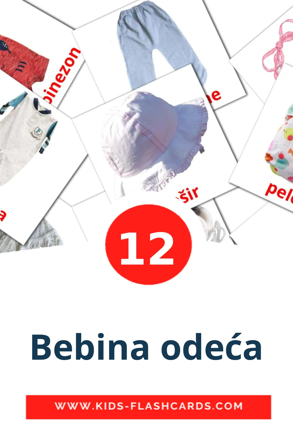 12 cartes illustrées de Bebina odeća pour la maternelle en serbe