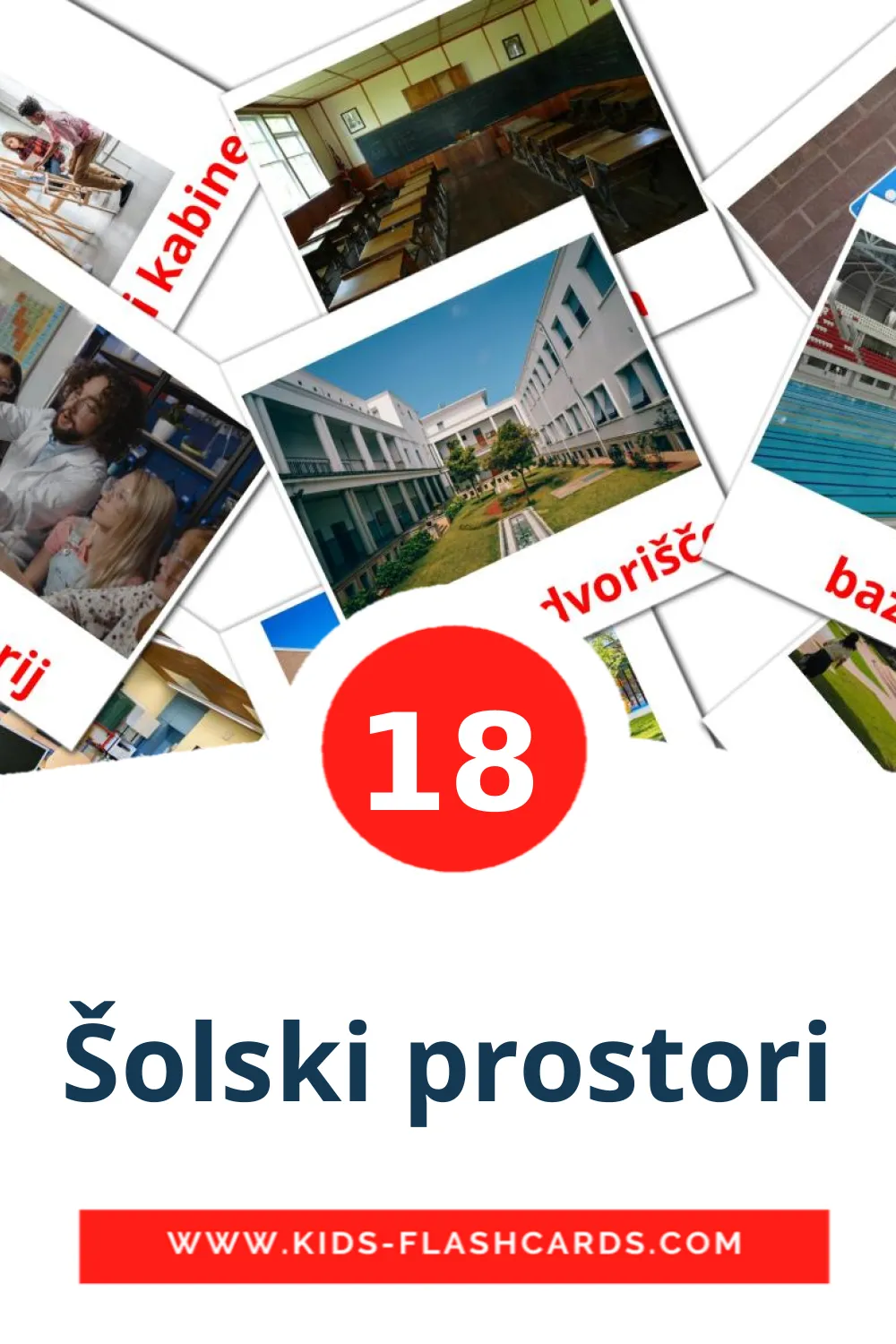 18 carte illustrate di Šolski prostori per la scuola materna in serbo