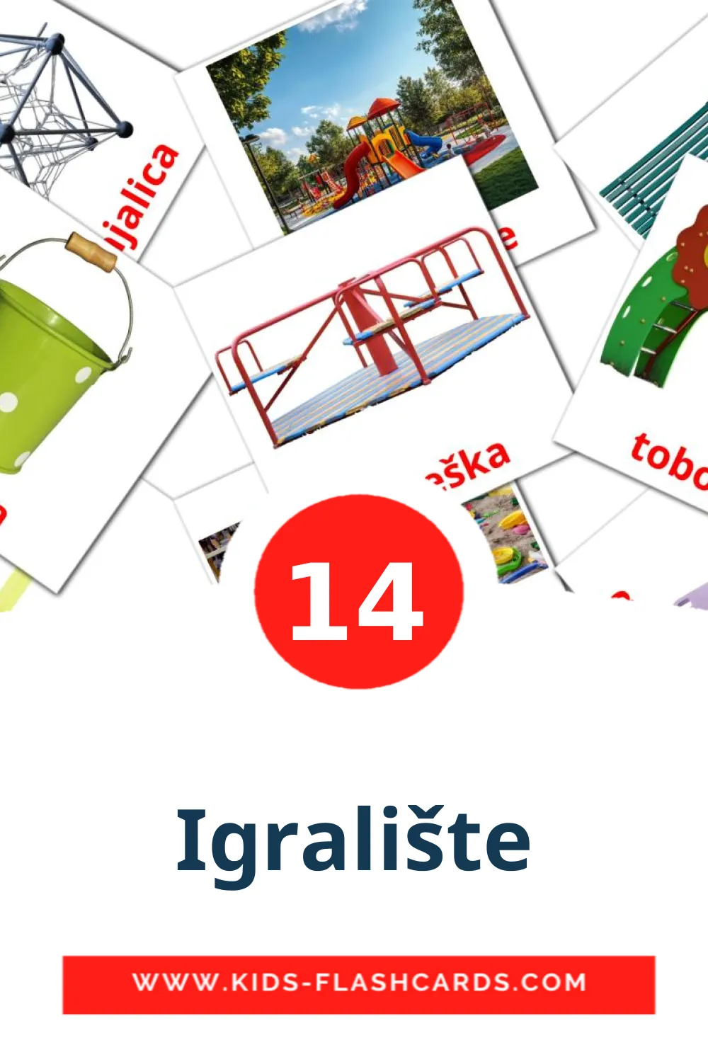 14 cartes illustrées de Igralište pour la maternelle en serbe