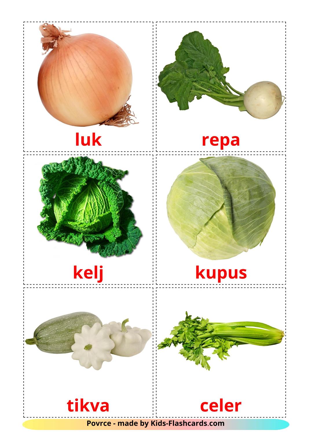 Vegetables - 29 Free Printable serbian Flashcards 