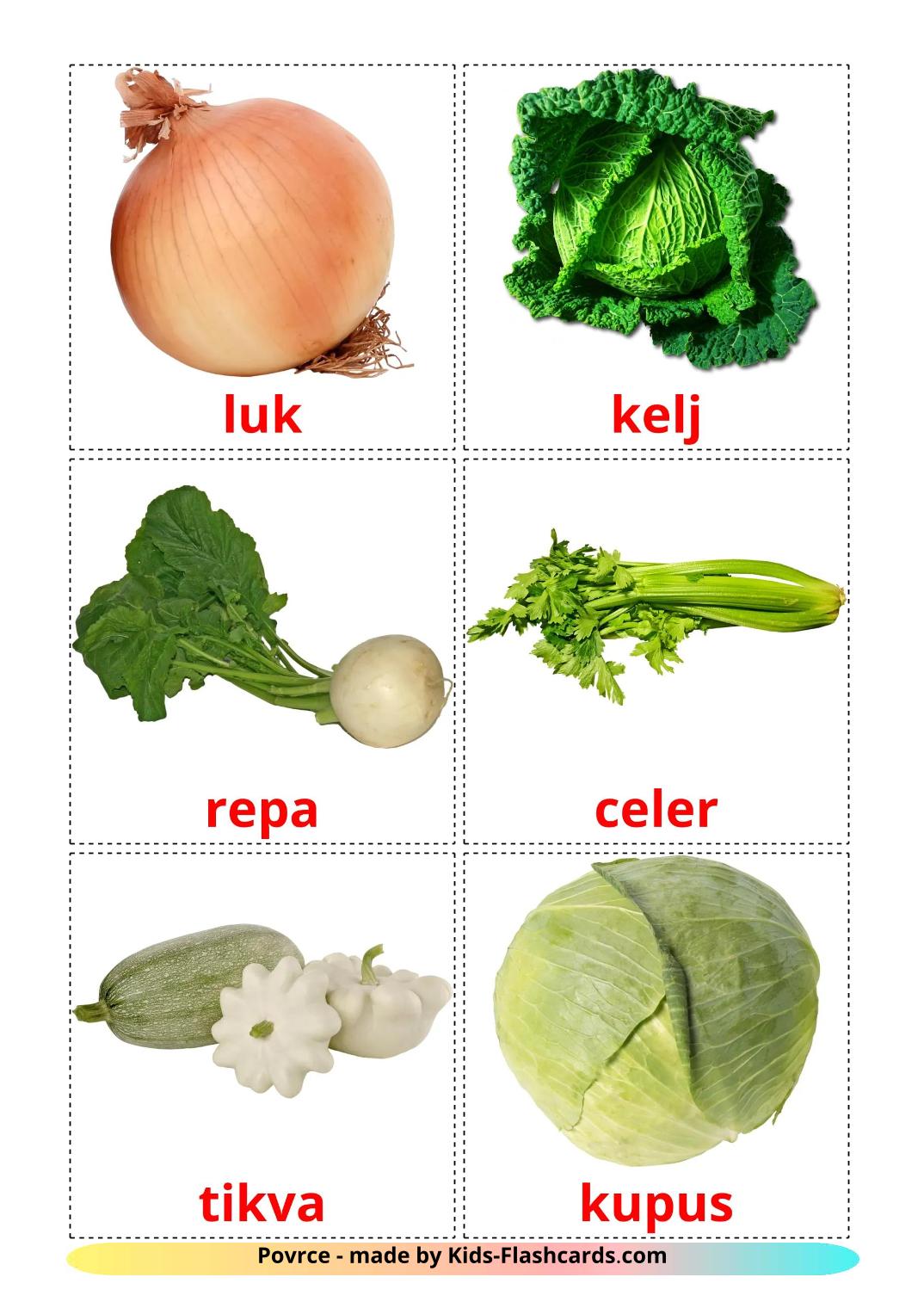 Vegetables - 30 Free Printable serbian Flashcards 