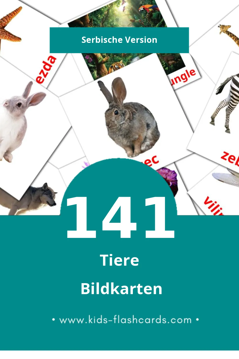 Visual Životinje Flashcards für Kleinkinder (141 Karten in Serbisch)