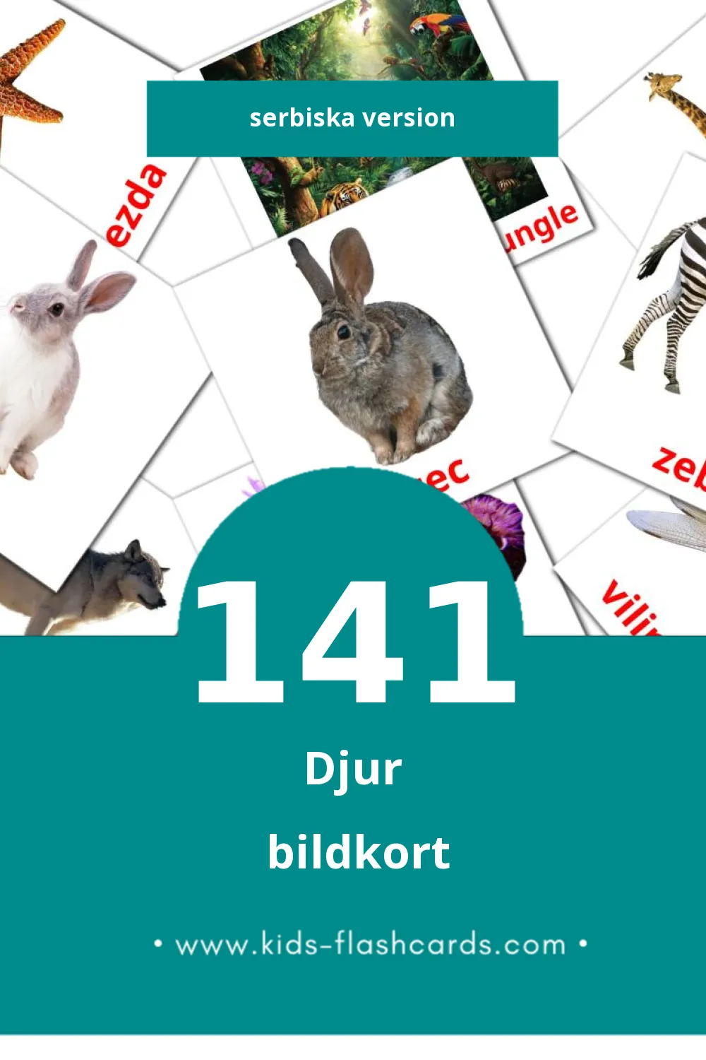 Visuella Životinje för småbarn (141 bildkort för barn på Serbiska)