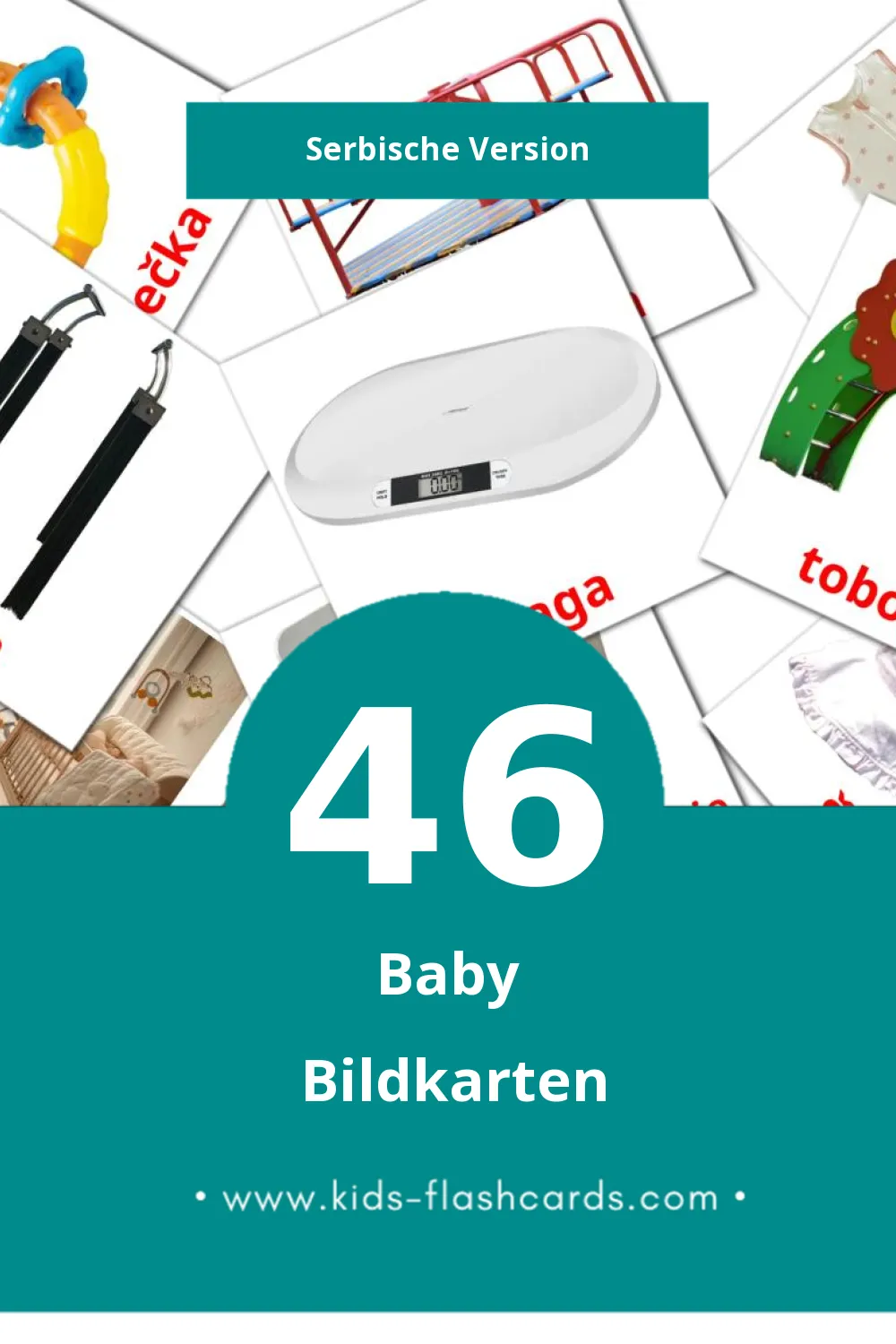 Visual Beba Flashcards für Kleinkinder (46 Karten in Serbisch)