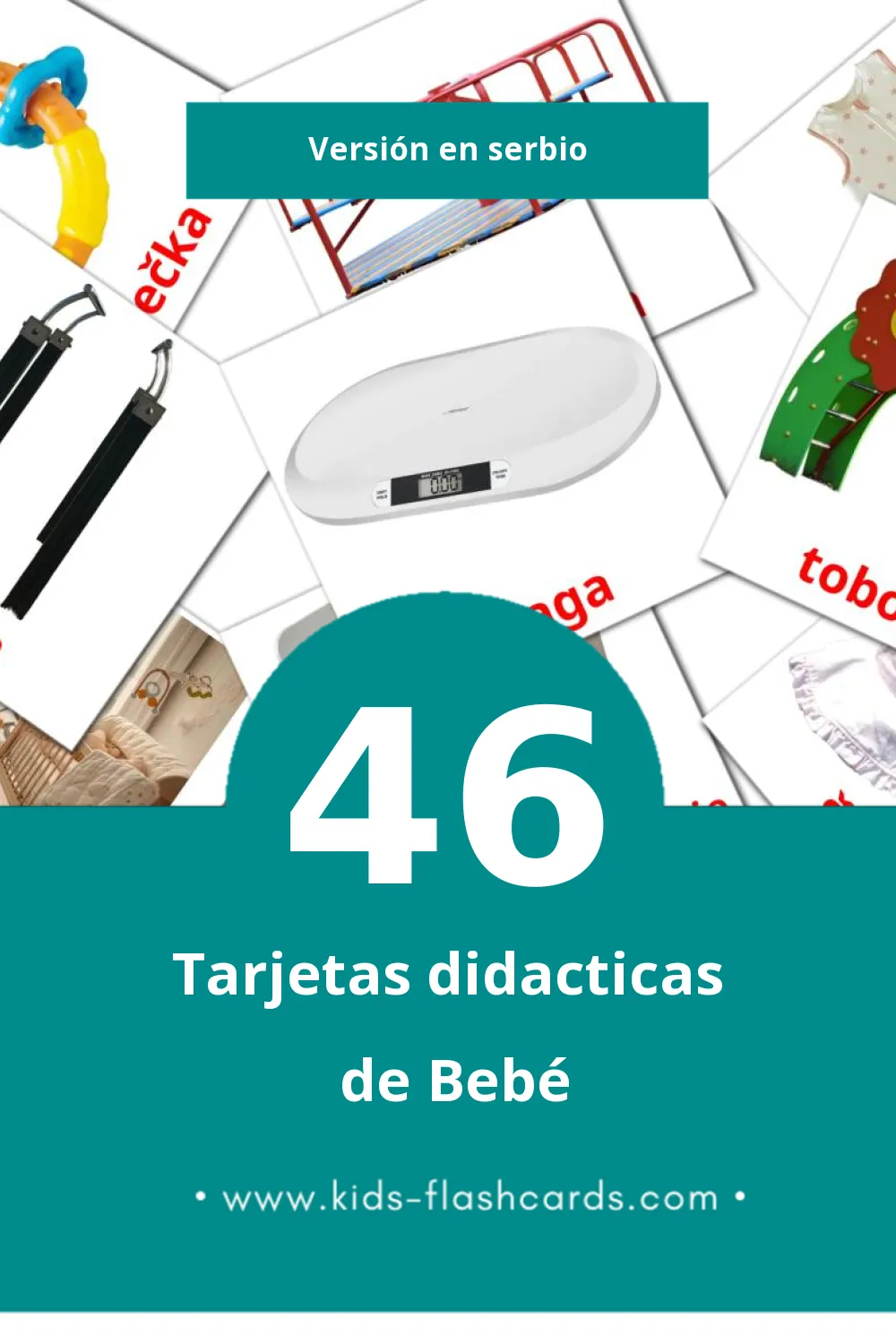 Tarjetas visuales de Beba para niños pequeños (46 tarjetas en Serbio)