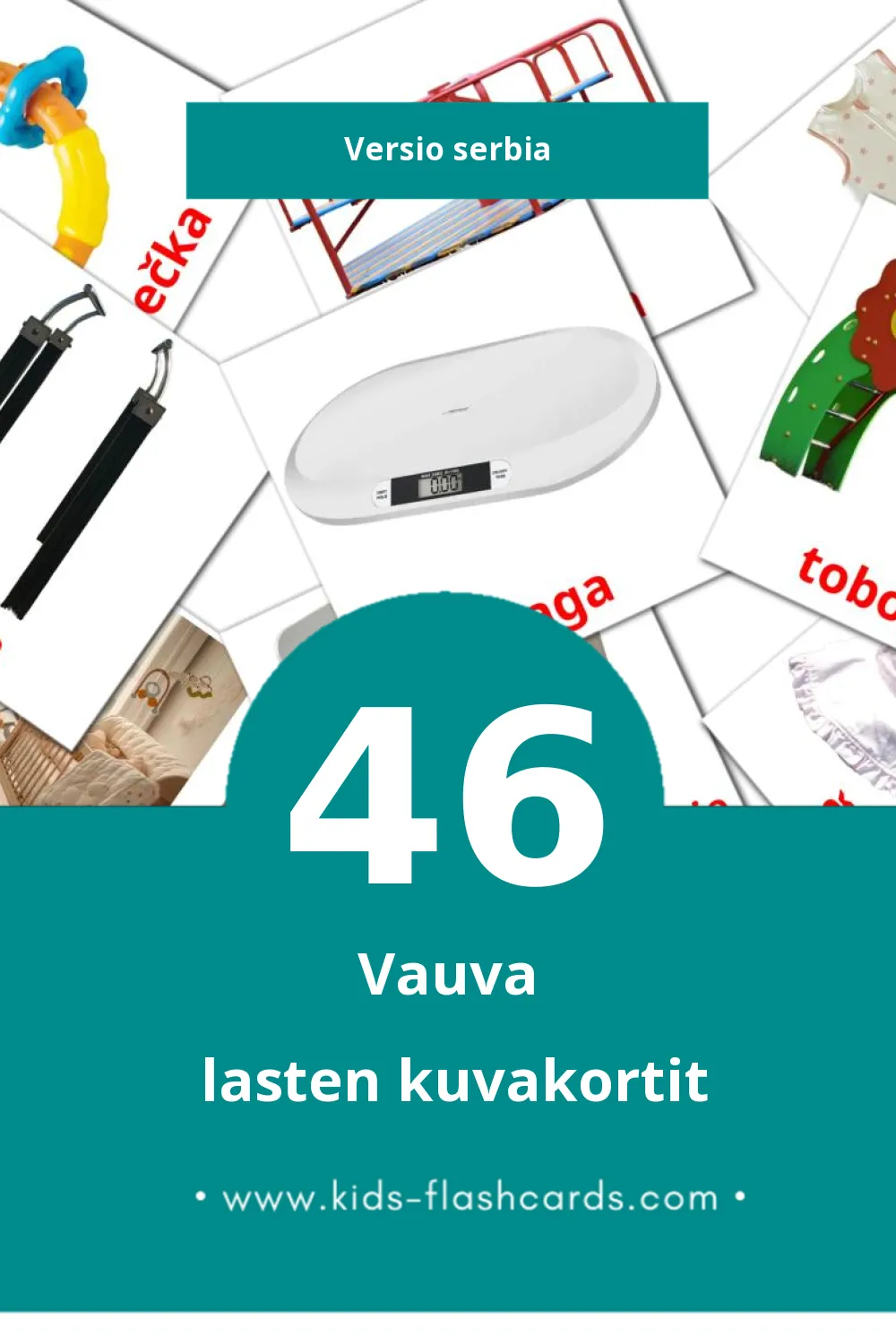 Beba lasten kuvakortit pikkulapsille (46 korttia Serbiaksi)