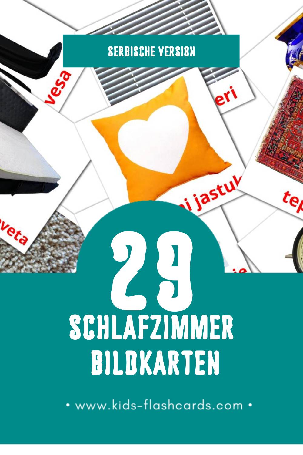 Visual spavaća soba Flashcards für Kleinkinder (33 Karten in Serbisch)