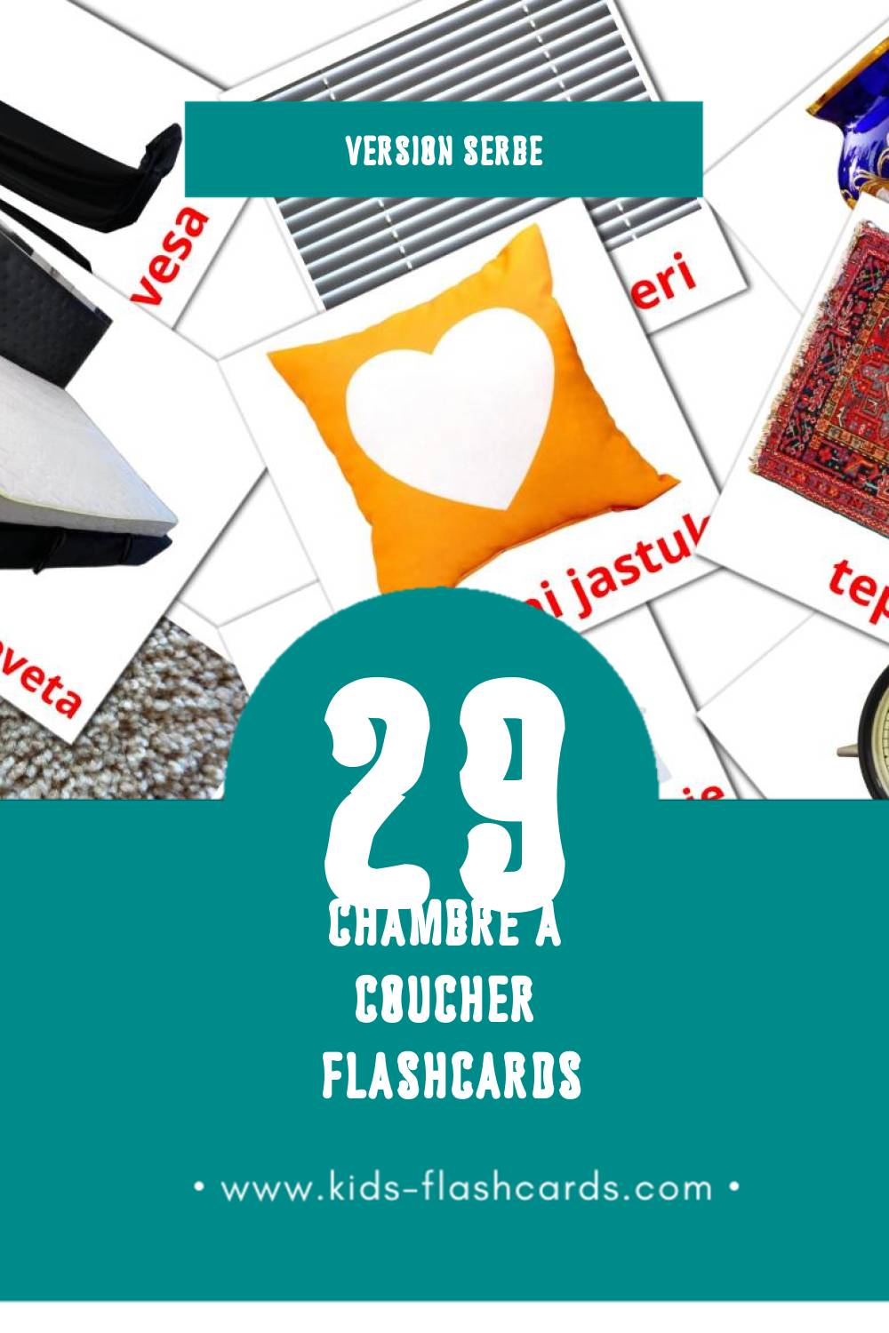 Flashcards Visual spavaća soba pour les tout-petits (33 cartes en Serbe)