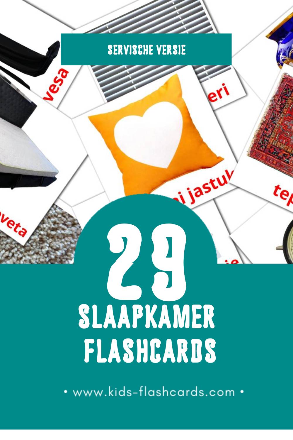 Visuele spavaća soba Flashcards voor Kleuters (29 kaarten in het Servisch)