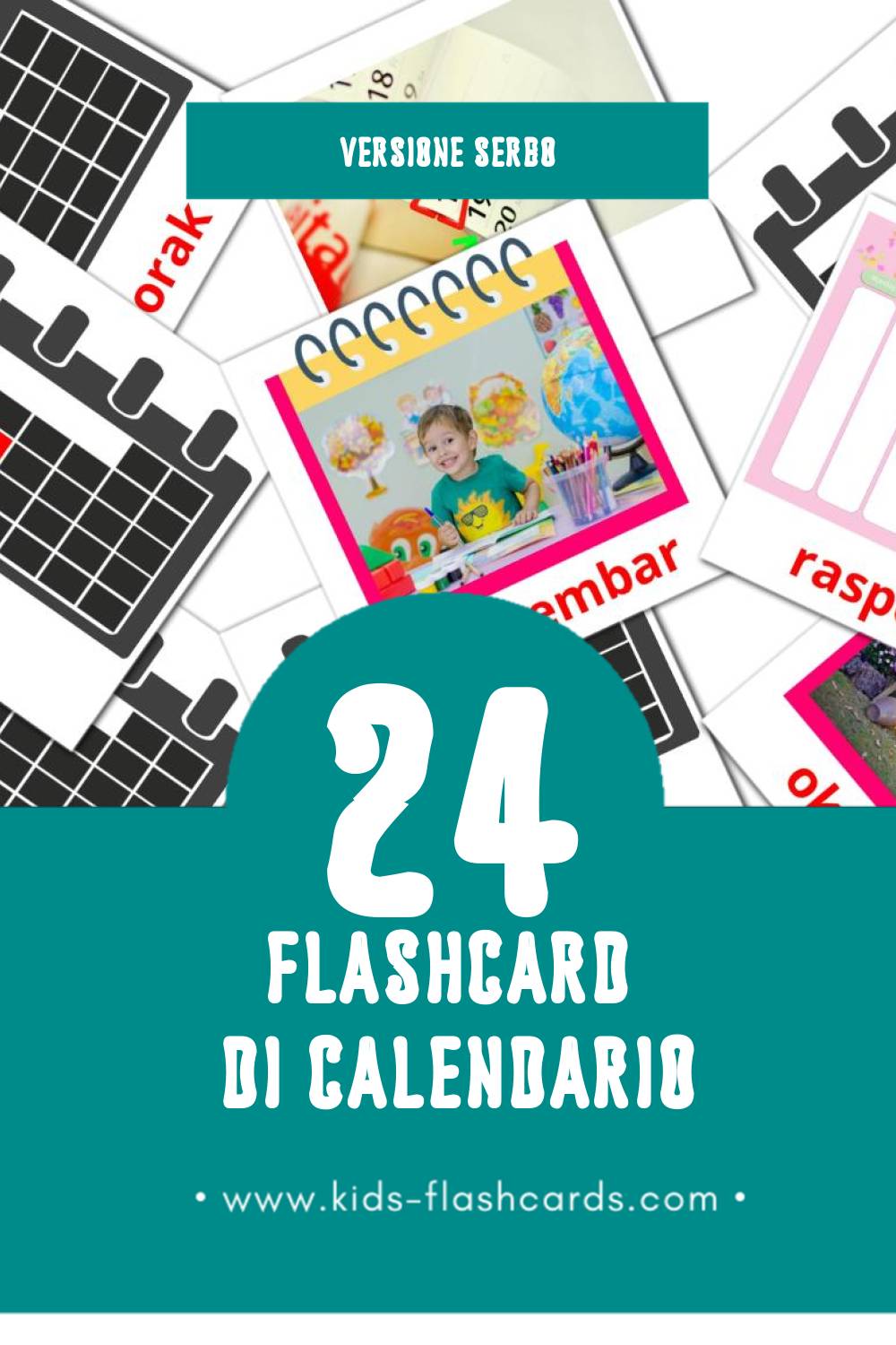 Schede visive sugli Kalendar per bambini (24 schede in Serbo)