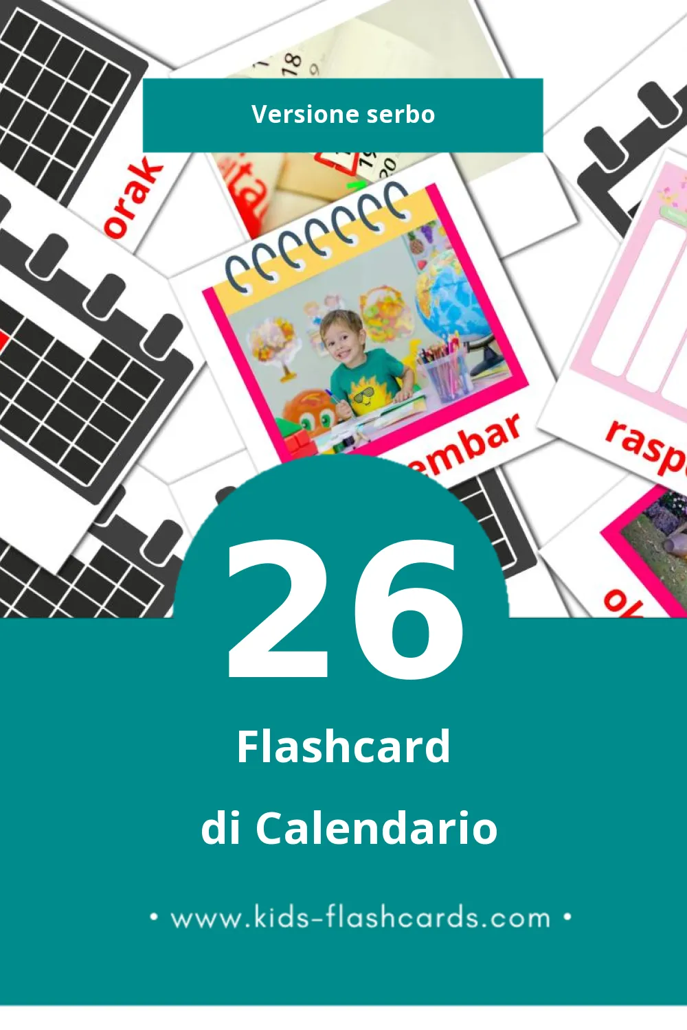 Schede visive sugli Kalendar per bambini (26 schede in Serbo)