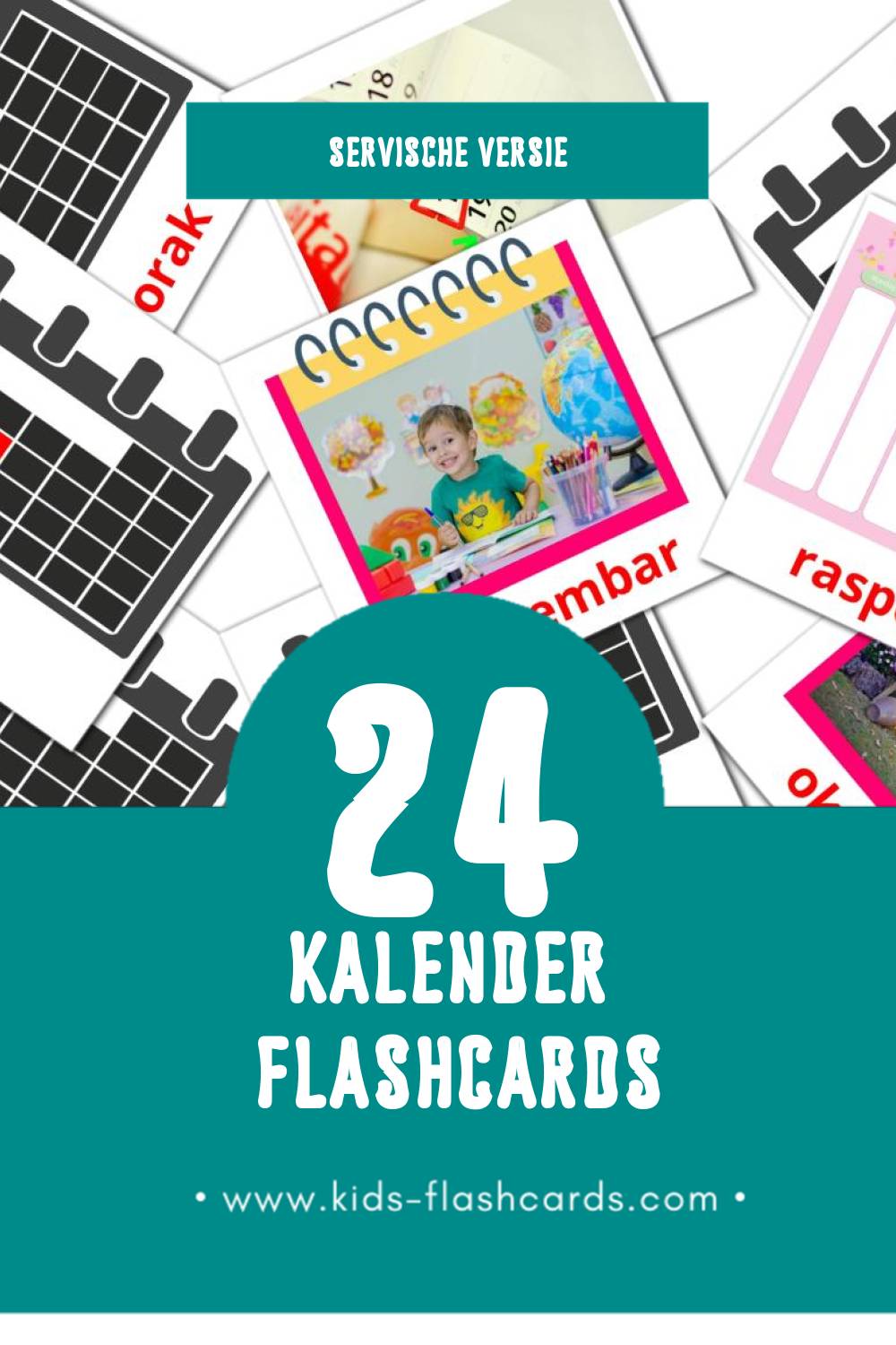 Visuele Kalendar Flashcards voor Kleuters (24 kaarten in het Servisch)