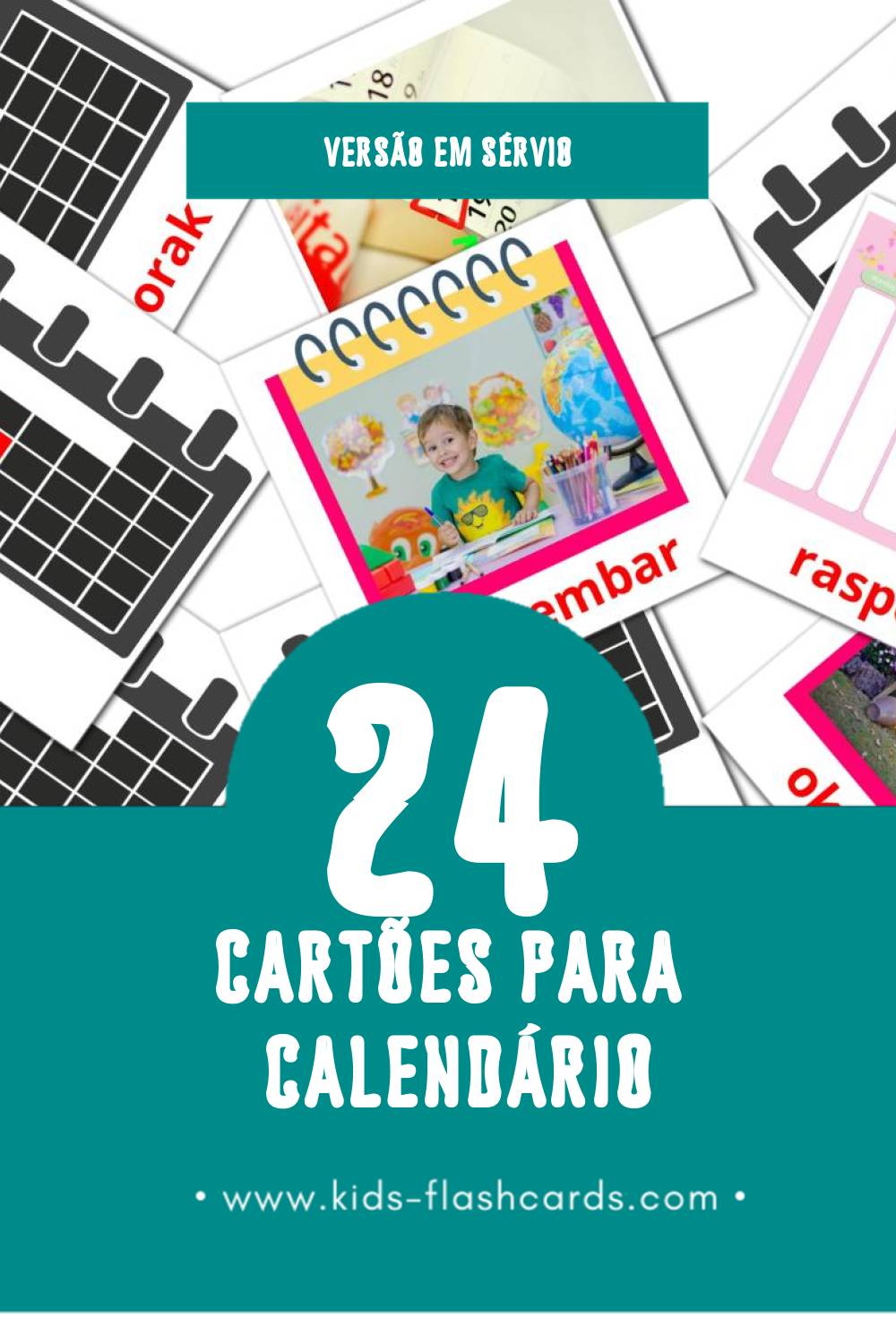 Flashcards de Kalendar Visuais para Toddlers (24 cartões em Sérvio)
