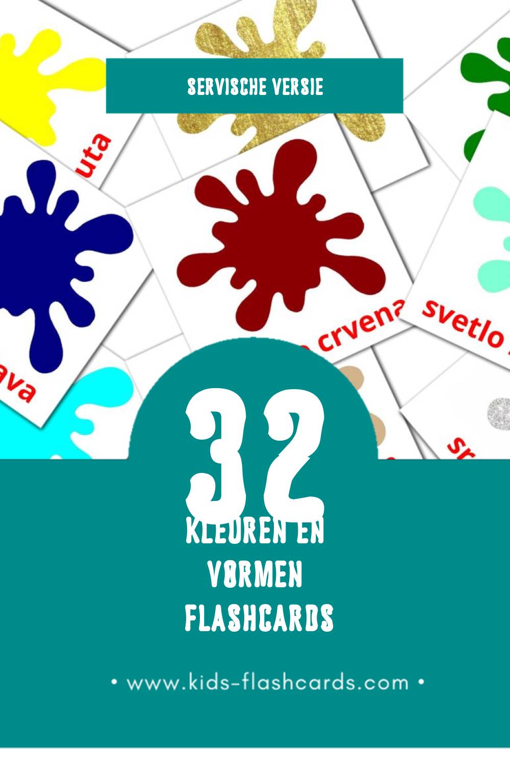 Visuele Boje i oblici Flashcards voor Kleuters (32 kaarten in het Servisch)
