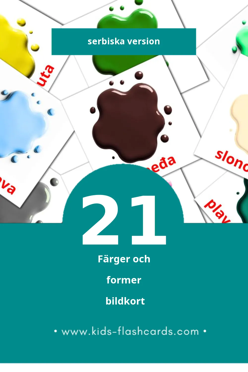 Visuella Boje i oblici för småbarn (21 bildkort för barn på Serbiska)