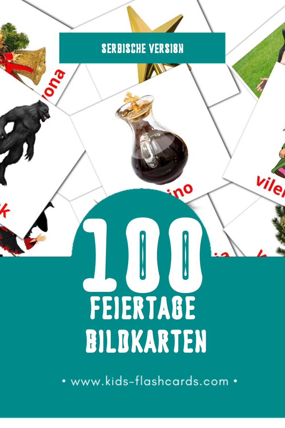 Visual Praznici Flashcards für Kleinkinder (100 Karten in Serbisch)