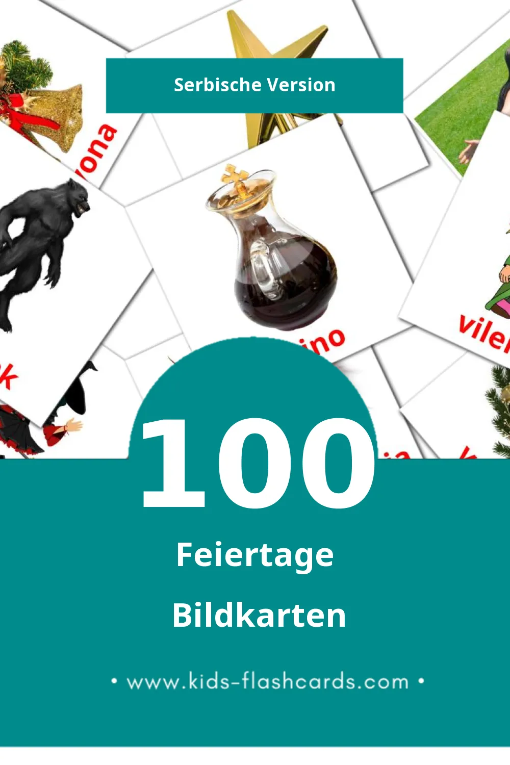 Visual Praznici Flashcards für Kleinkinder (100 Karten in Serbisch)