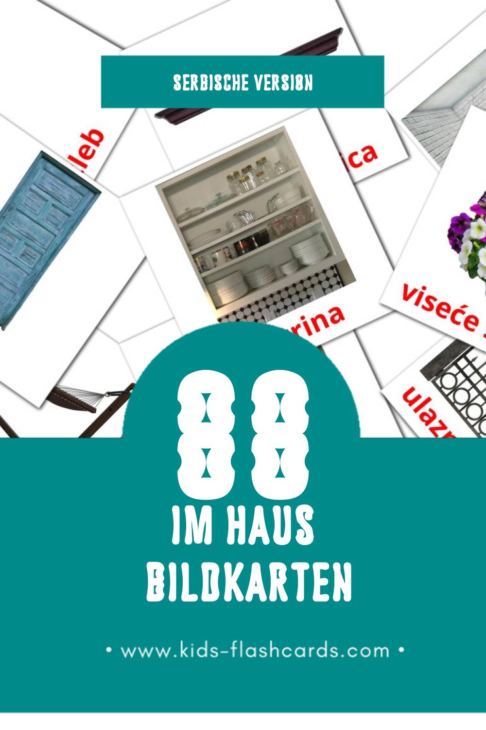 Visual kuća Flashcards für Kleinkinder (88 Karten in Serbisch)