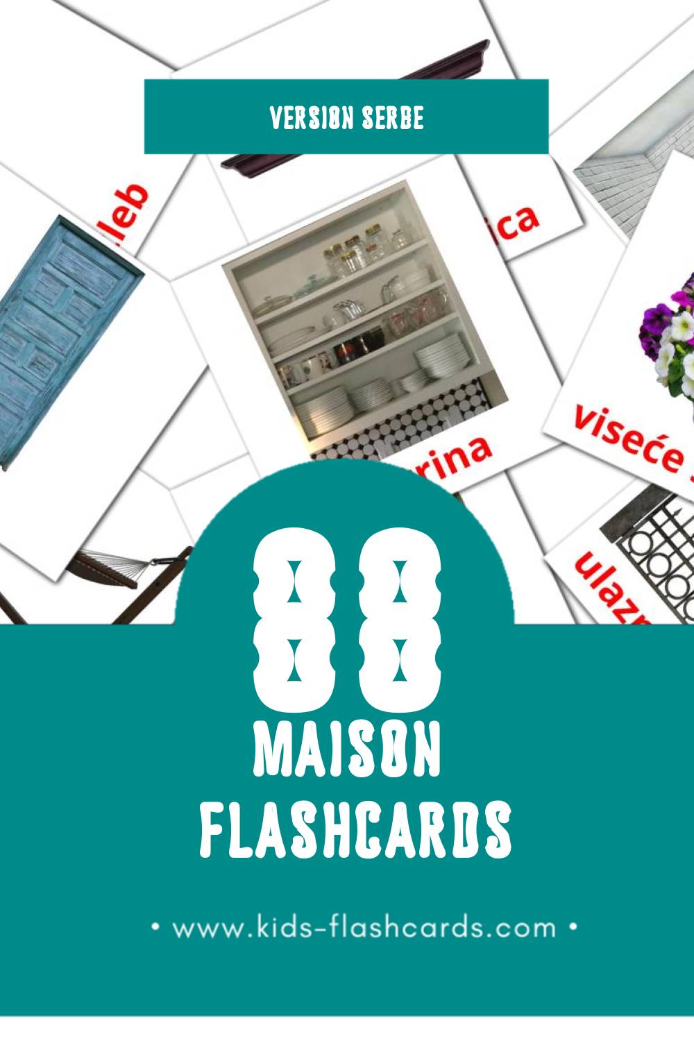 Flashcards Visual kuća pour les tout-petits (88 cartes en Serbe)