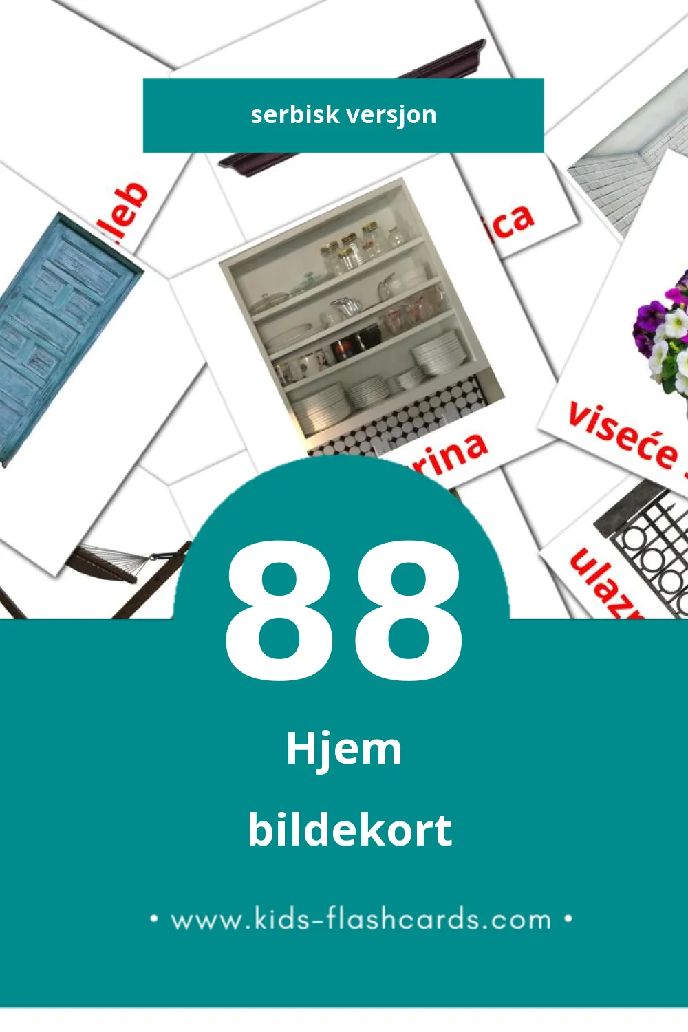 Visuelle kuća bildekort for småbarn (88 kort på Serbisk)