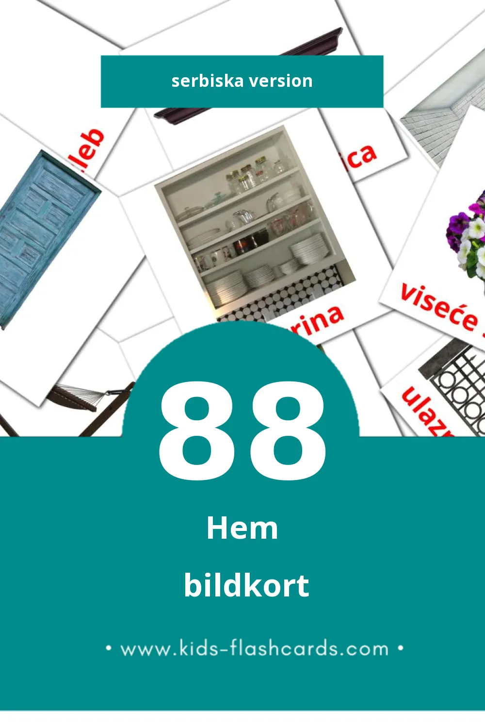 Visuella kuća för småbarn (88 bildkort för barn på Serbiska)