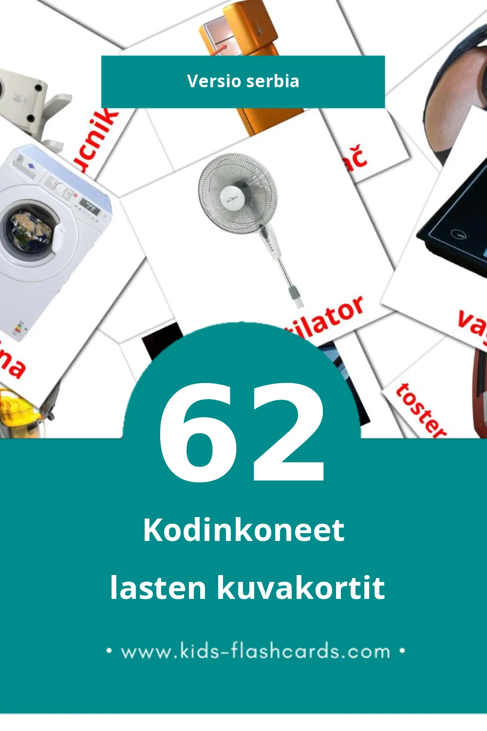 Kućni aparati lasten kuvakortit pikkulapsille (62 korttia Serbiaksi)