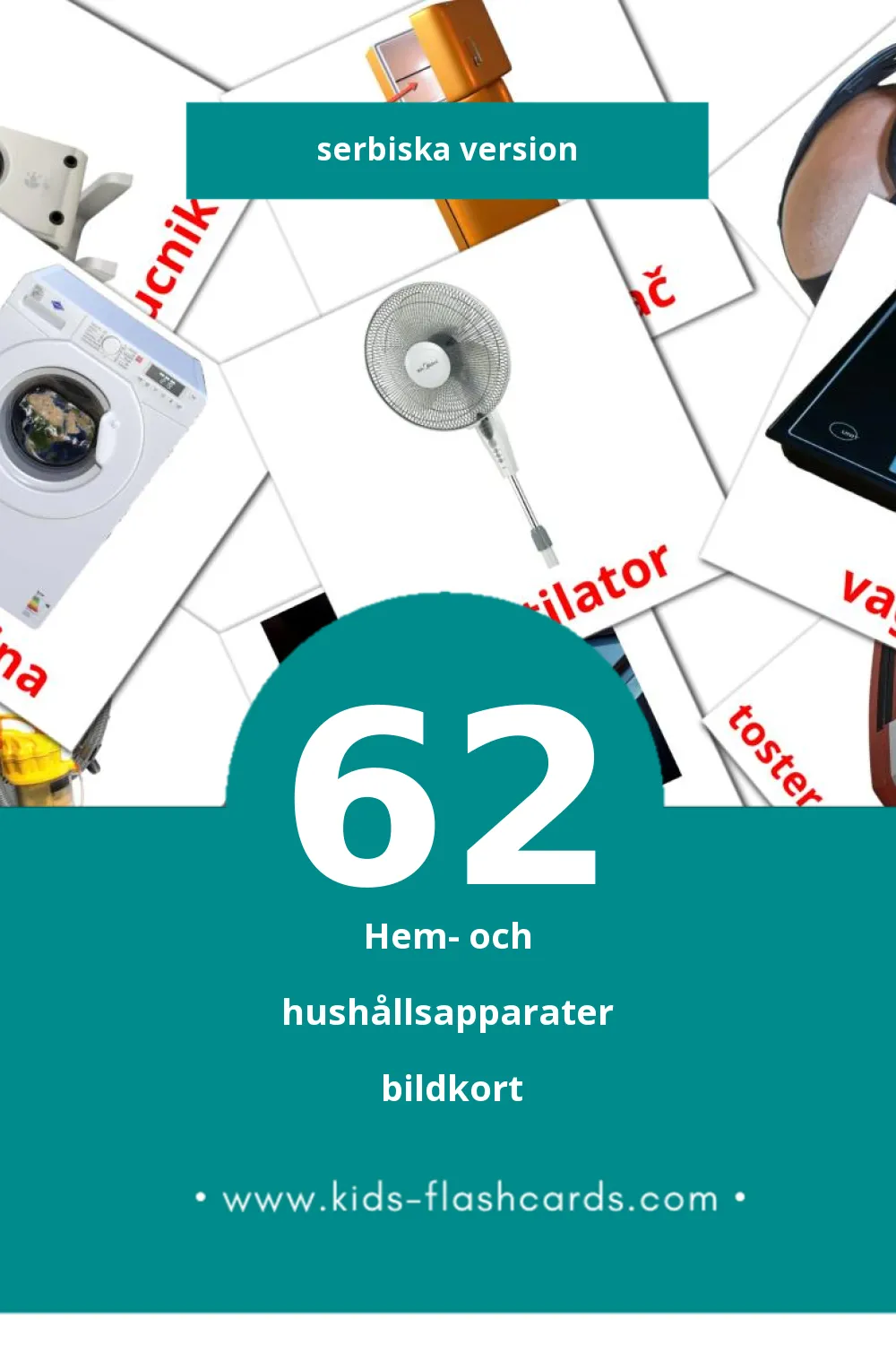 Visuella Kućni aparati för småbarn (62 bildkort för barn på Serbiska)