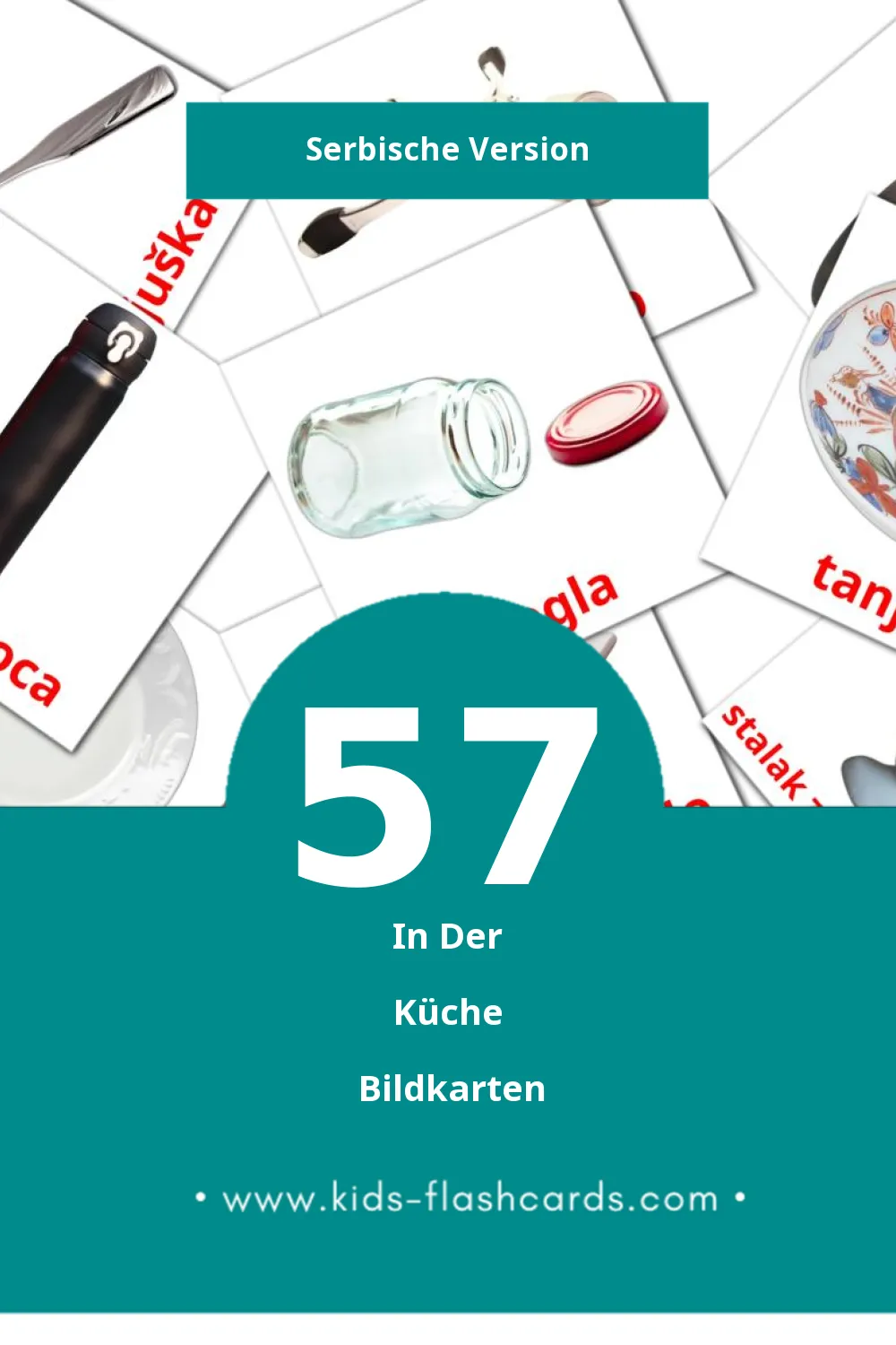 Visual Kuhinja Flashcards für Kleinkinder (57 Karten in Serbisch)