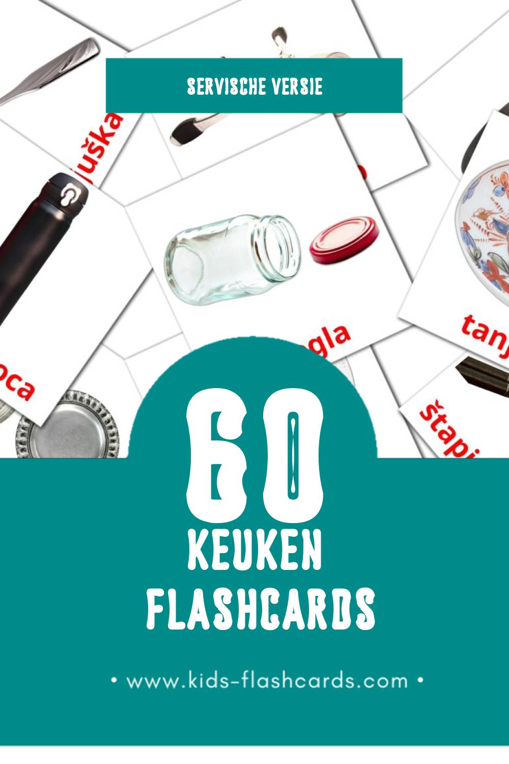 Visuele Kuhinja Flashcards voor Kleuters (60 kaarten in het Servisch)