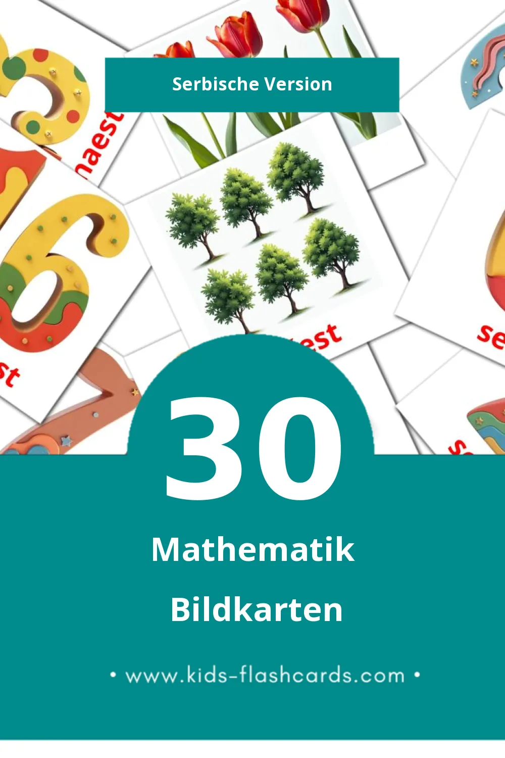 Visual Matematika Flashcards für Kleinkinder (30 Karten in Serbisch)