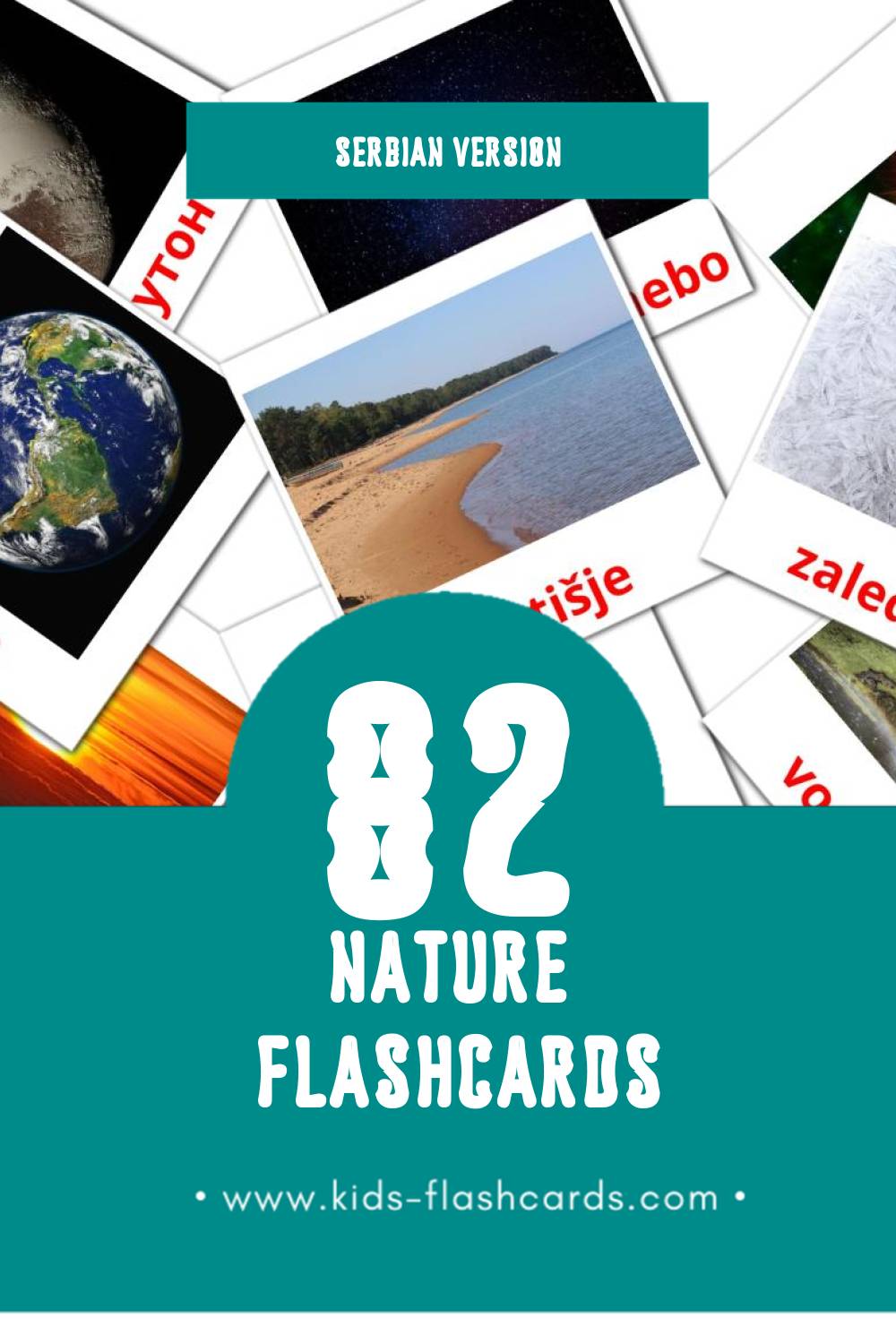 Visual Priroda Flashcards for Toddlers (52 cards in Serbian)