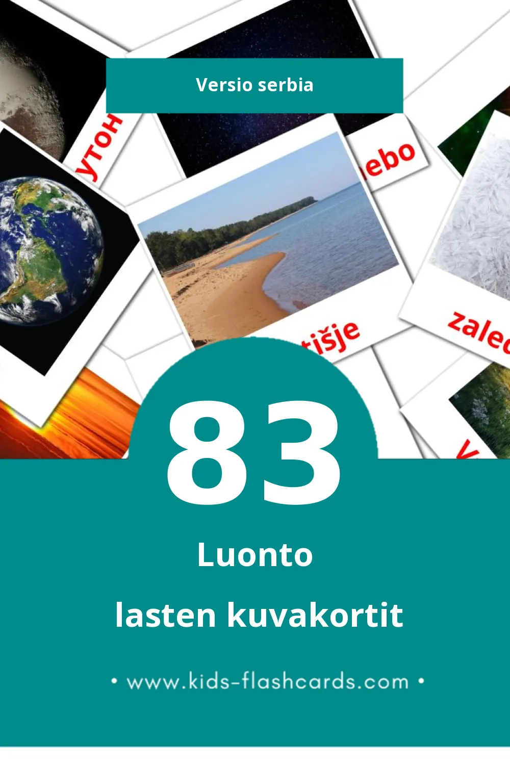 Priroda lasten kuvakortit pikkulapsille (83 korttia Serbiaksi)