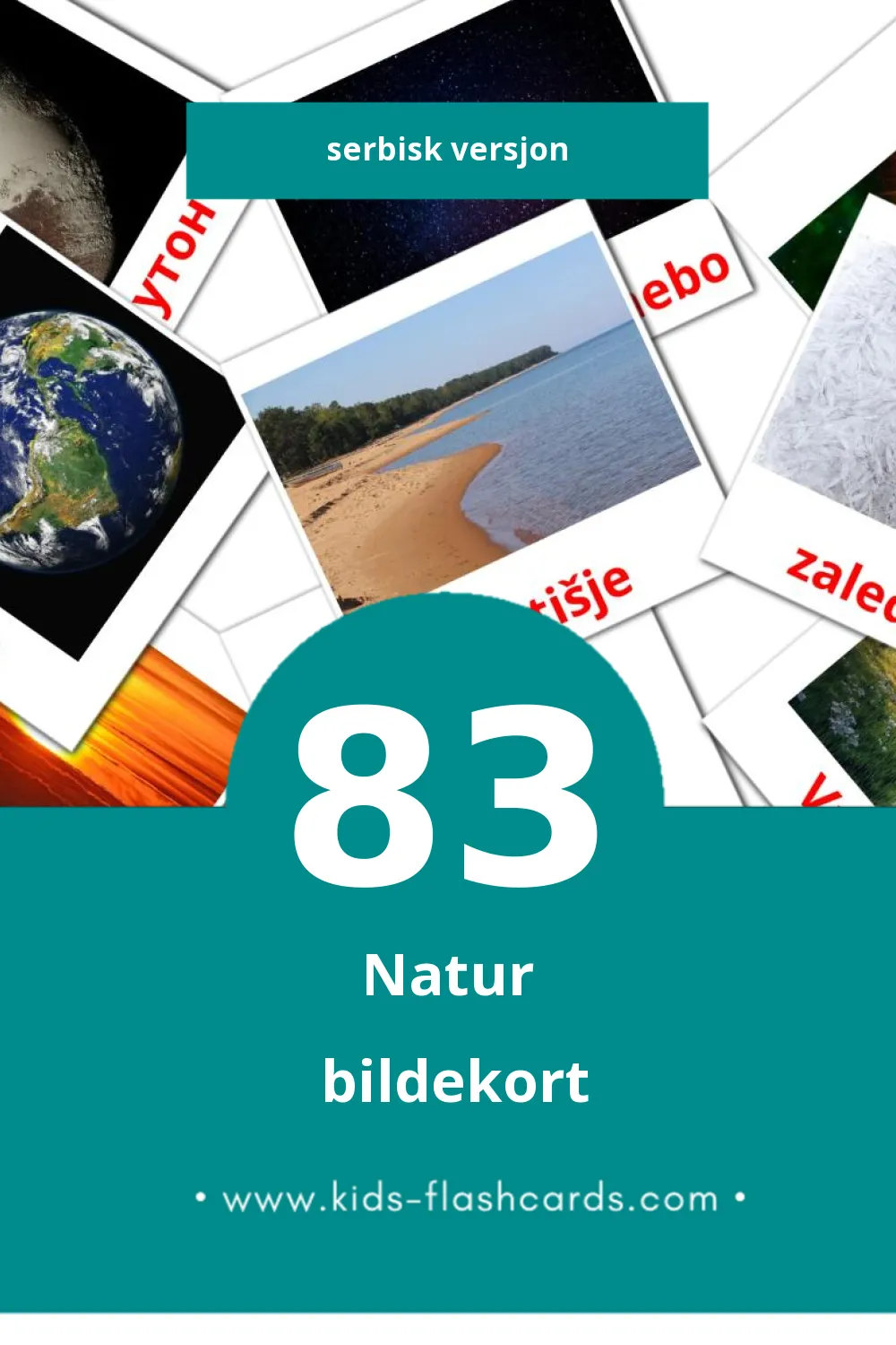 Visuelle billedkort for børn om Priroda til småbørn (83 kort på Serbisk)