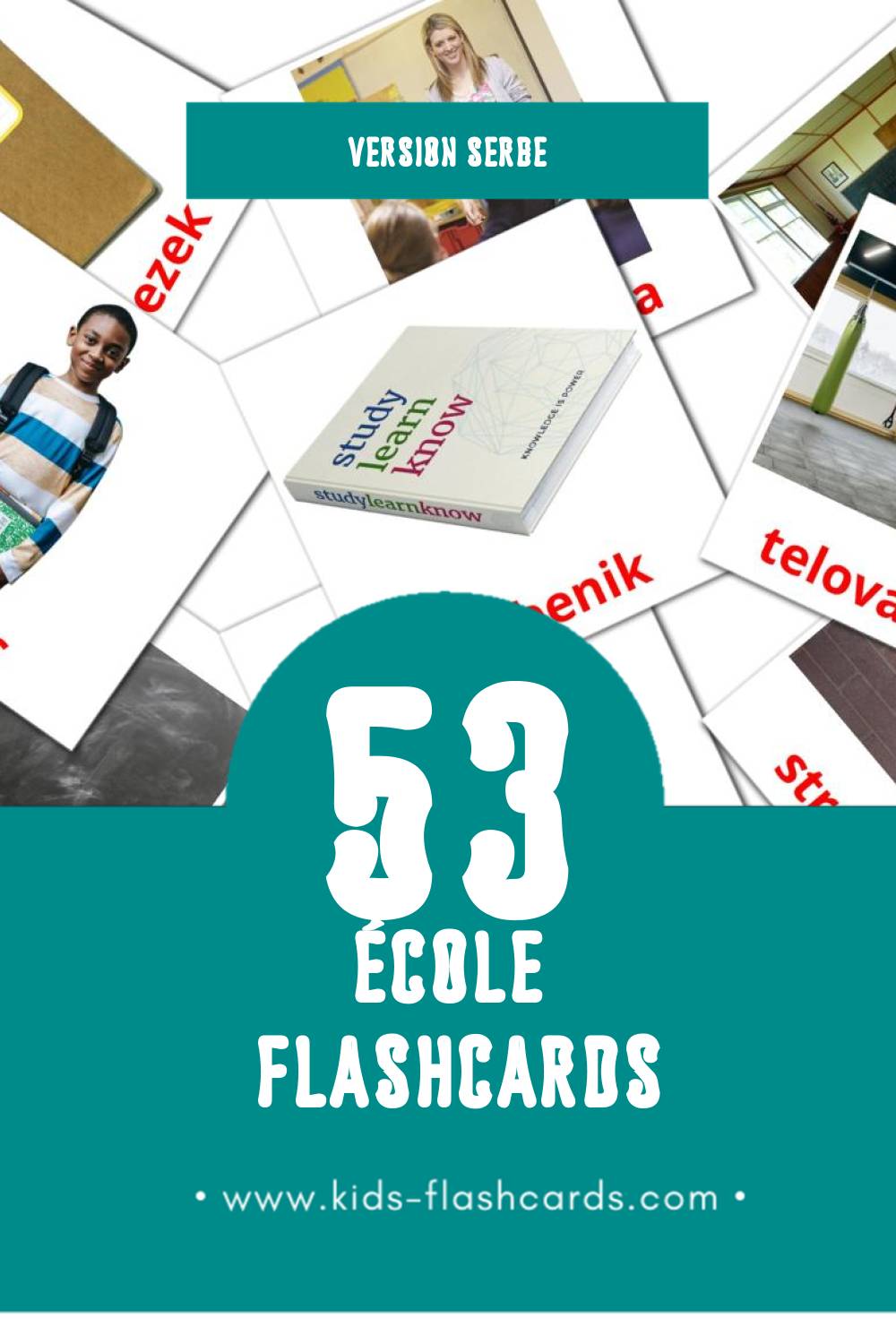Flashcards Visual Šola pour les tout-petits (53 cartes en Serbe)
