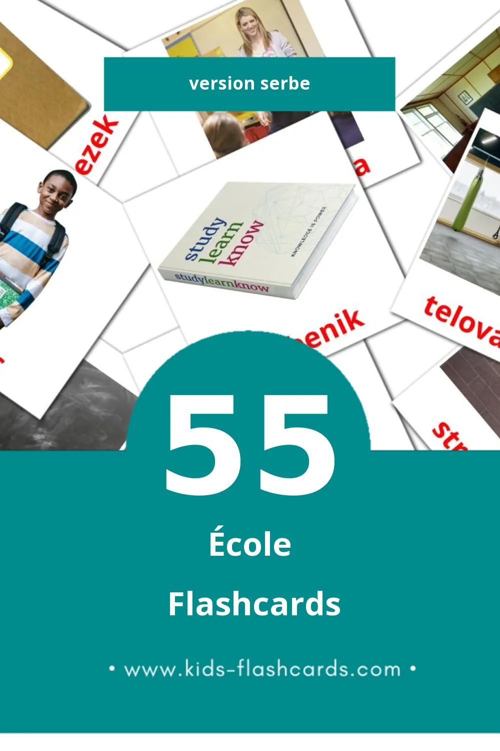 Flashcards Visual Šola pour les tout-petits (55 cartes en Serbe)