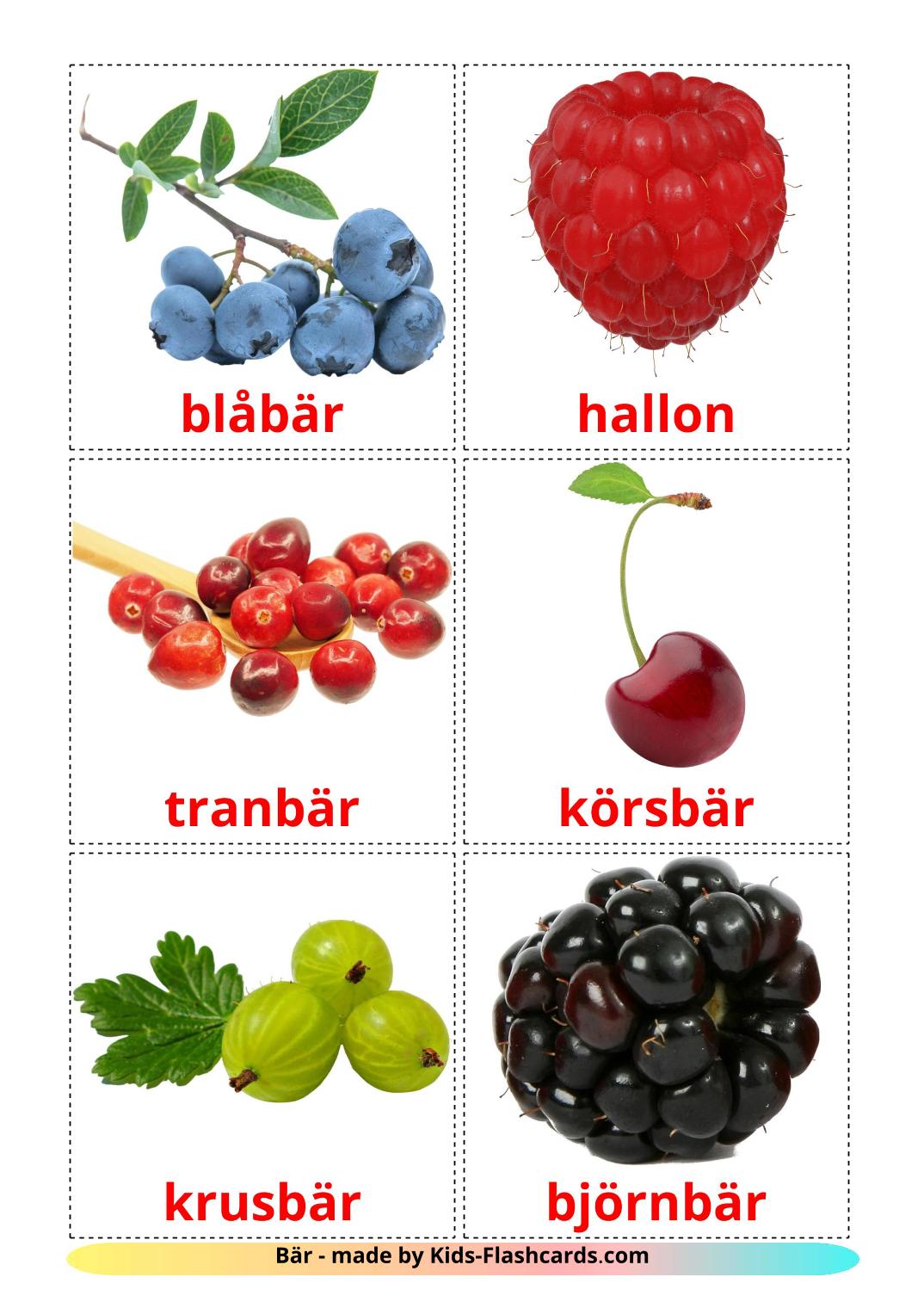Berries - 11 Free Printable swedish Flashcards 