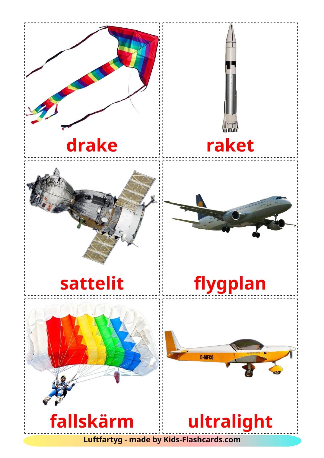 Aircraft - 14 Free Printable swedish Flashcards 