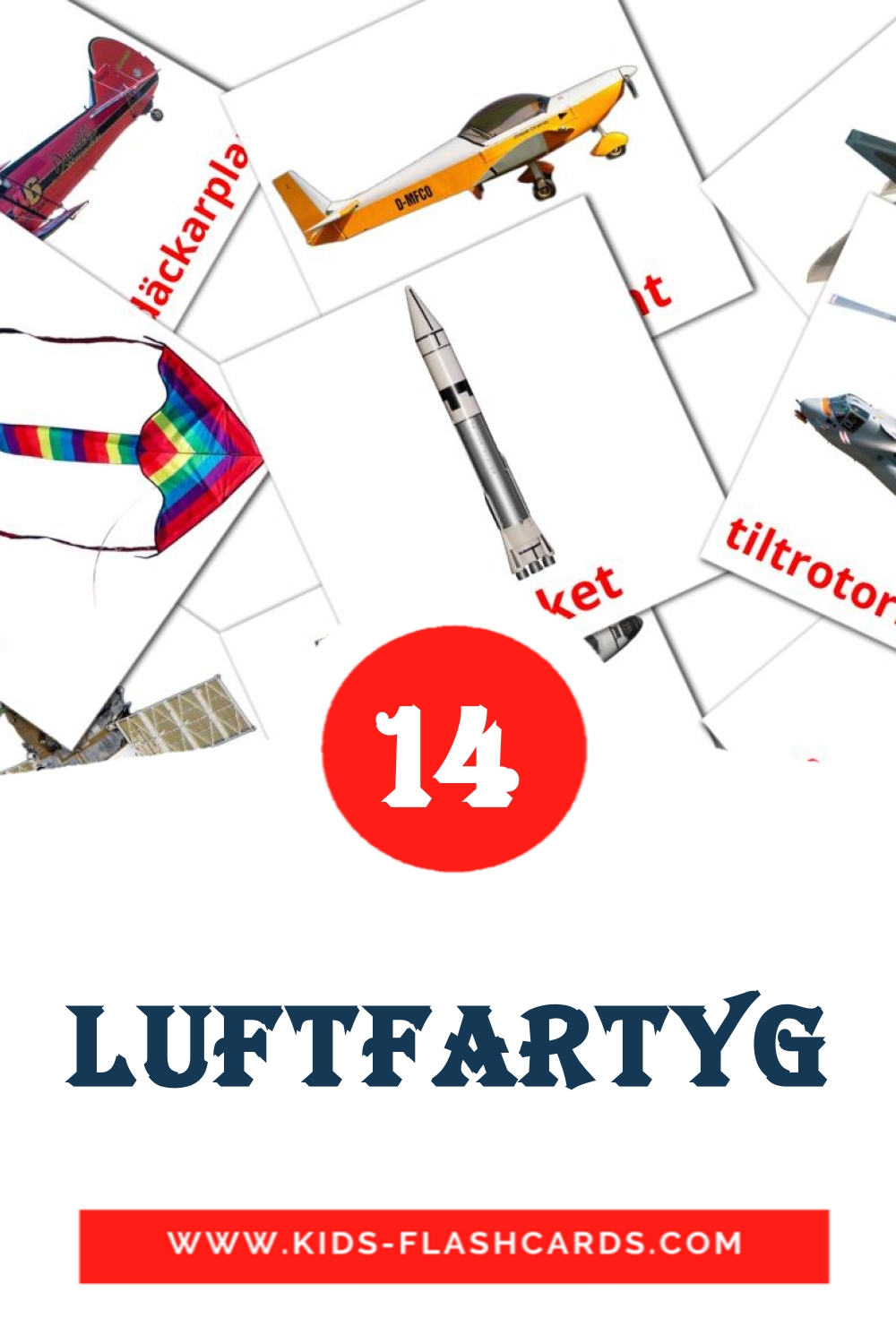14 Luftfartyg Picture Cards for Kindergarden in swedish