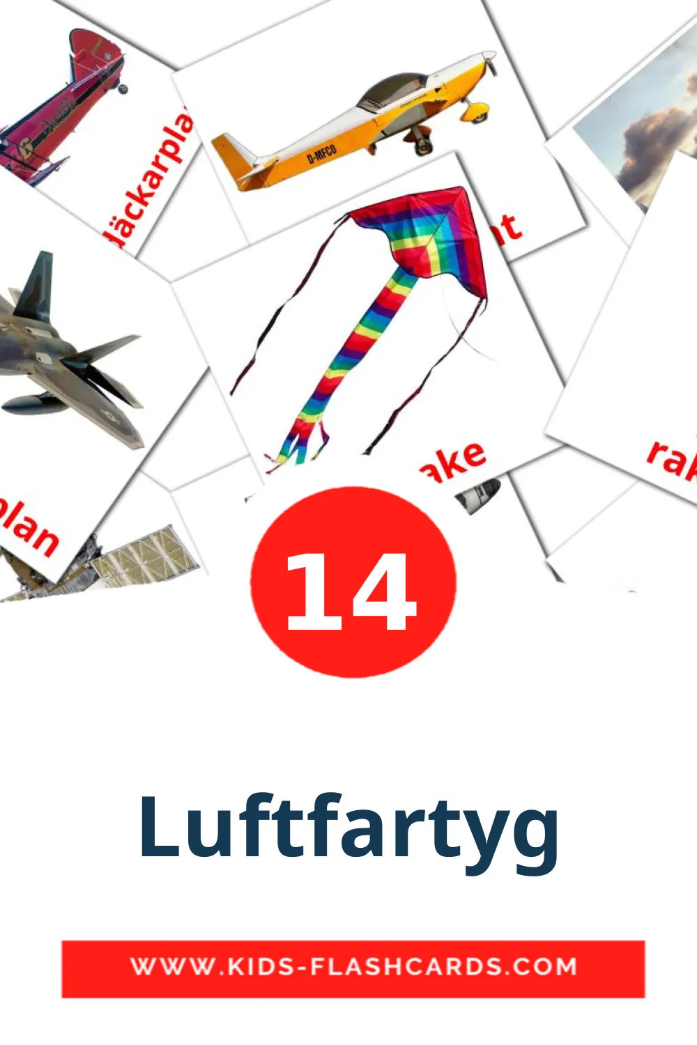 14 Luftfartyg Picture Cards for Kindergarden in swedish