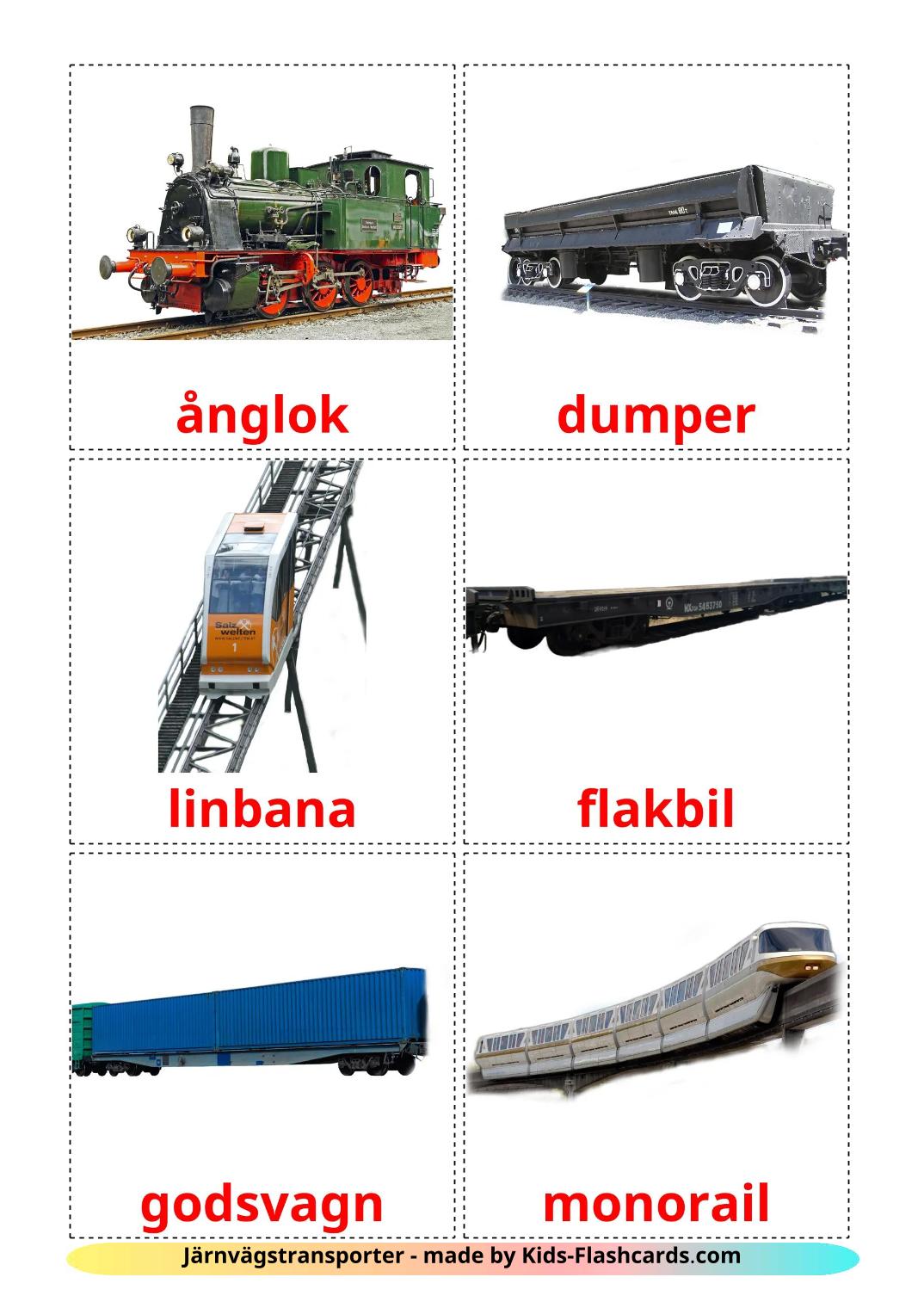 Transporte ferroviario - 19 fichas de sueco para imprimir gratis 