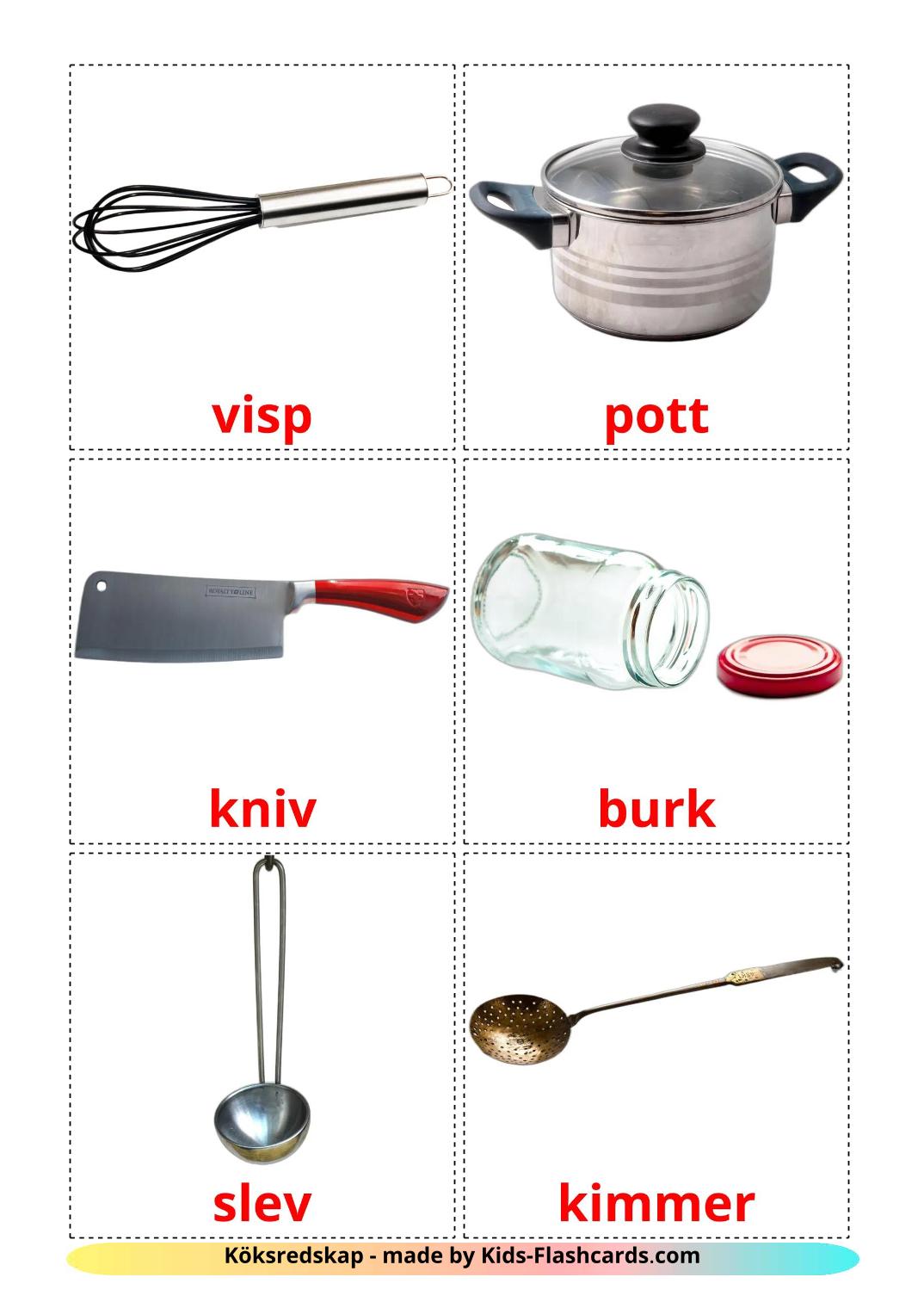 Kitchenware - 31 Free Printable swedish Flashcards 