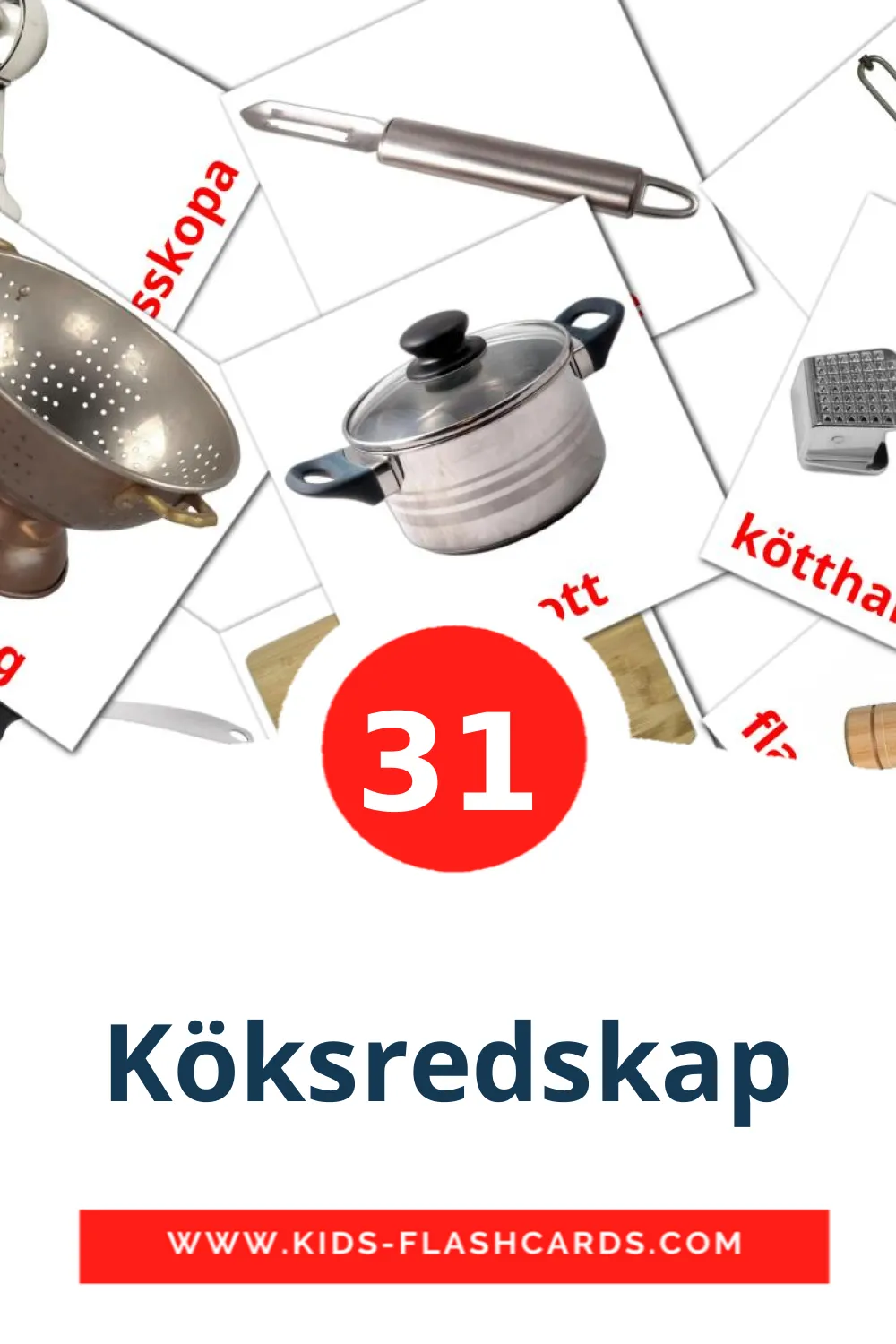 31 Köksredskap Picture Cards for Kindergarden in swedish