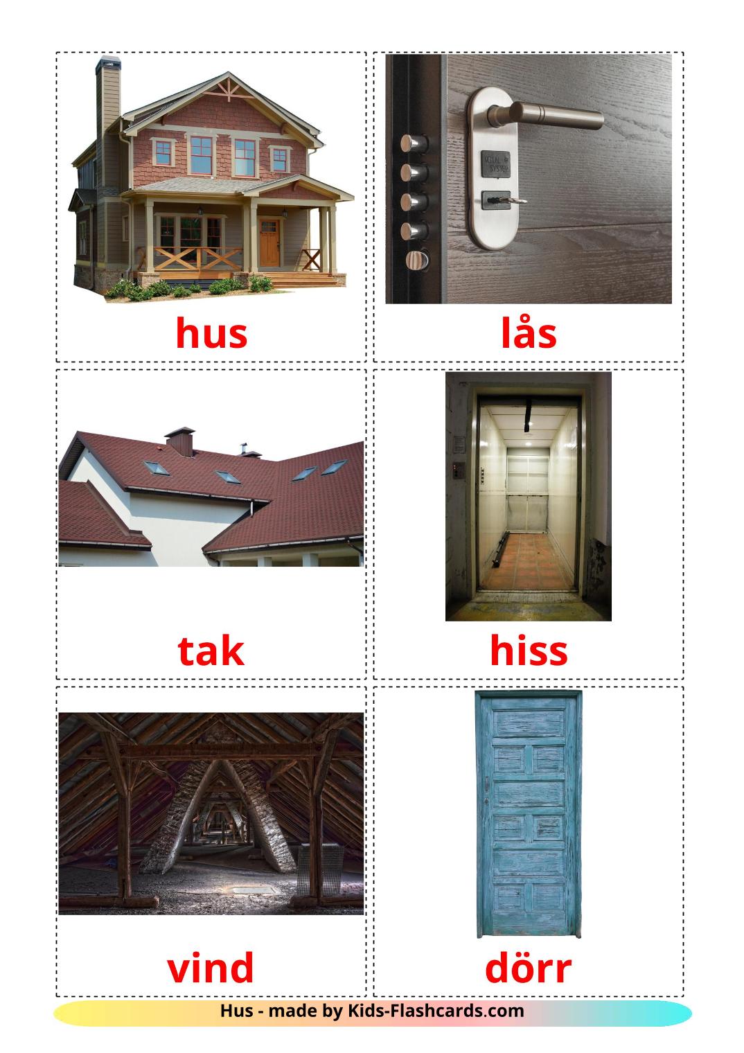 House - 25 Free Printable swedish Flashcards 