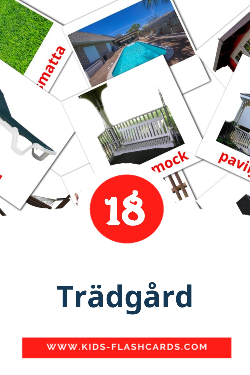 18 Cartões com Imagens de Trädgård para Jardim de Infância em sueco