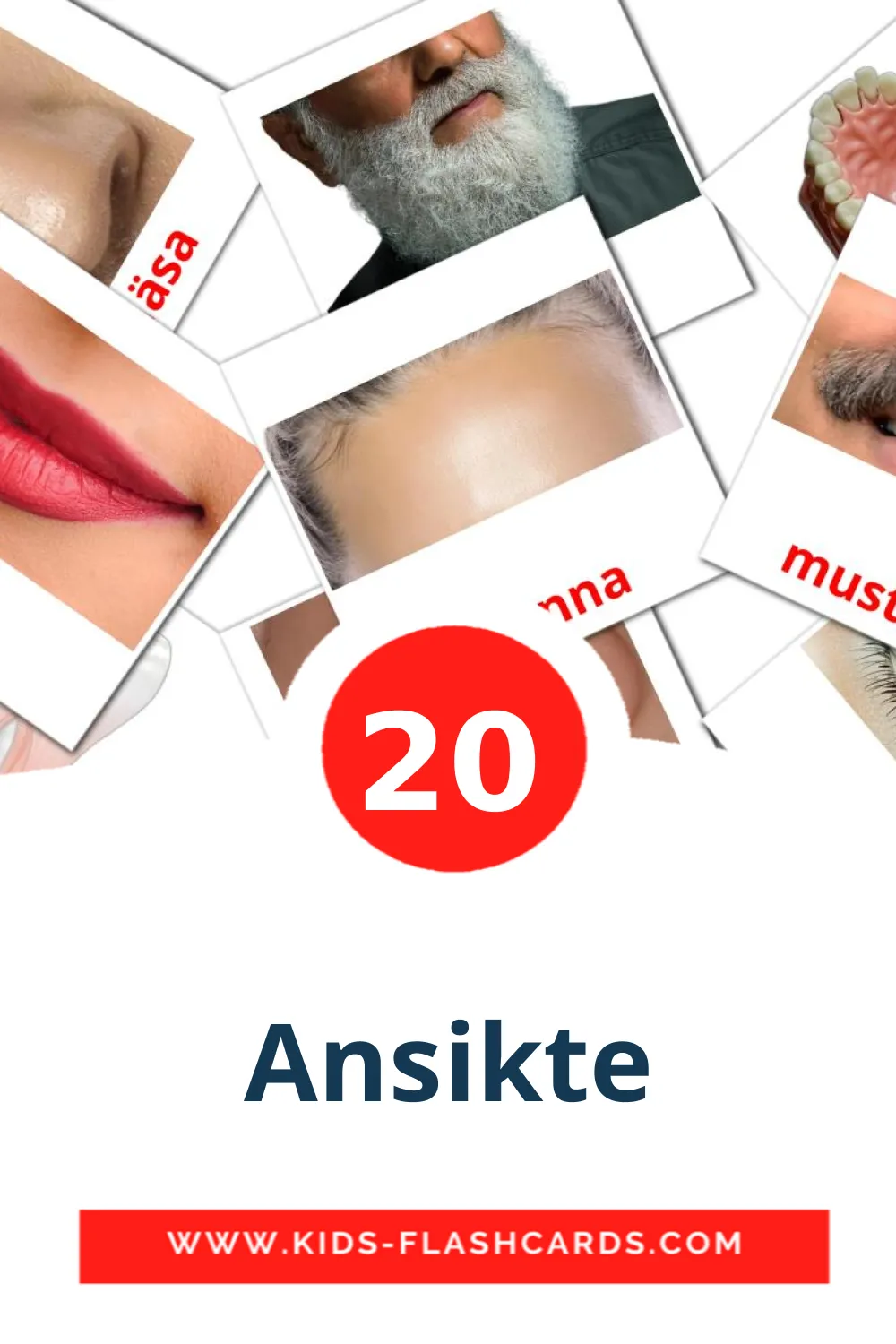 20 cartes illustrées de Ansikte pour la maternelle en suédois