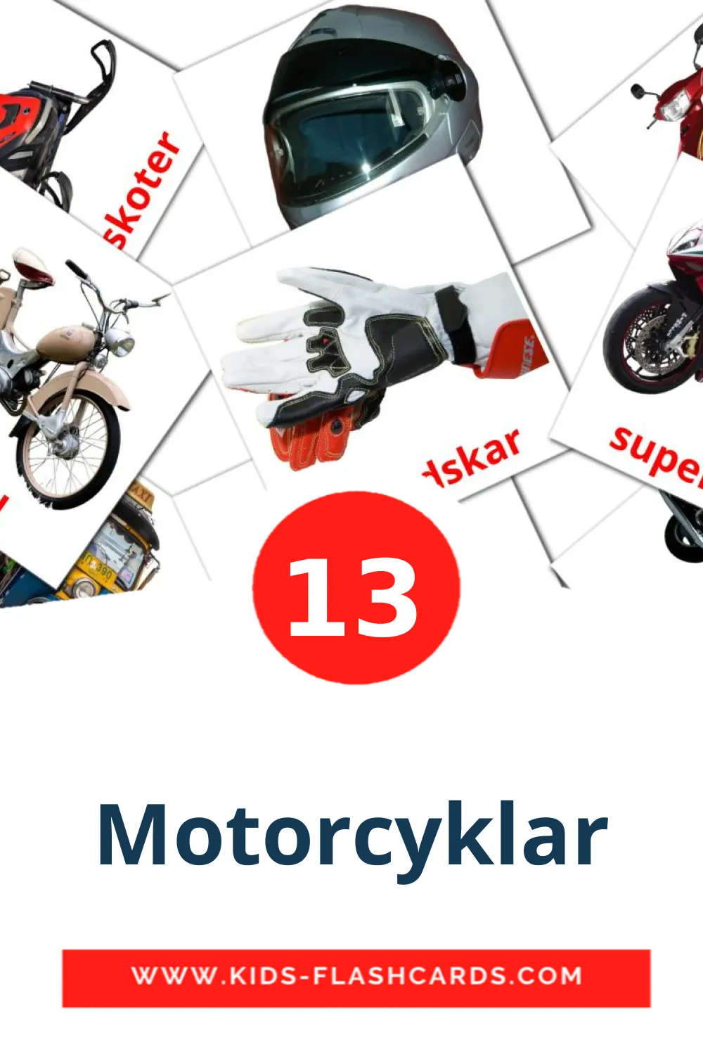 13 Motorcyklar fotokaarten voor kleuters in het zweeds