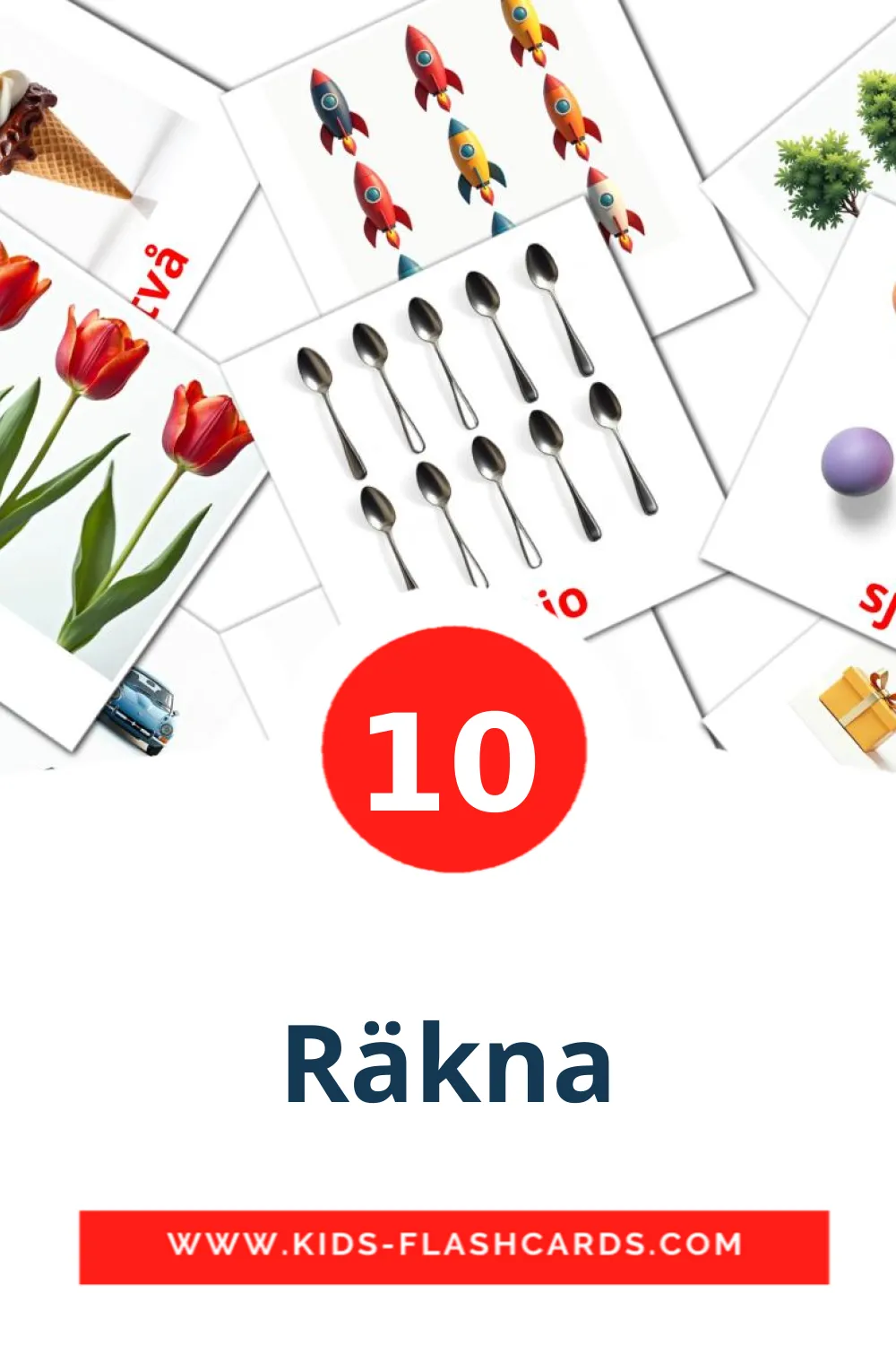 10 carte illustrate di Räkna per la scuola materna in svedese